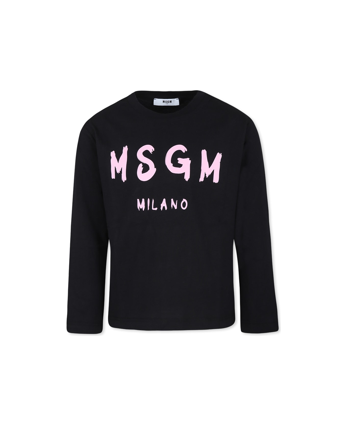 MSGM Black T-shirt For Girl With Logo - Black