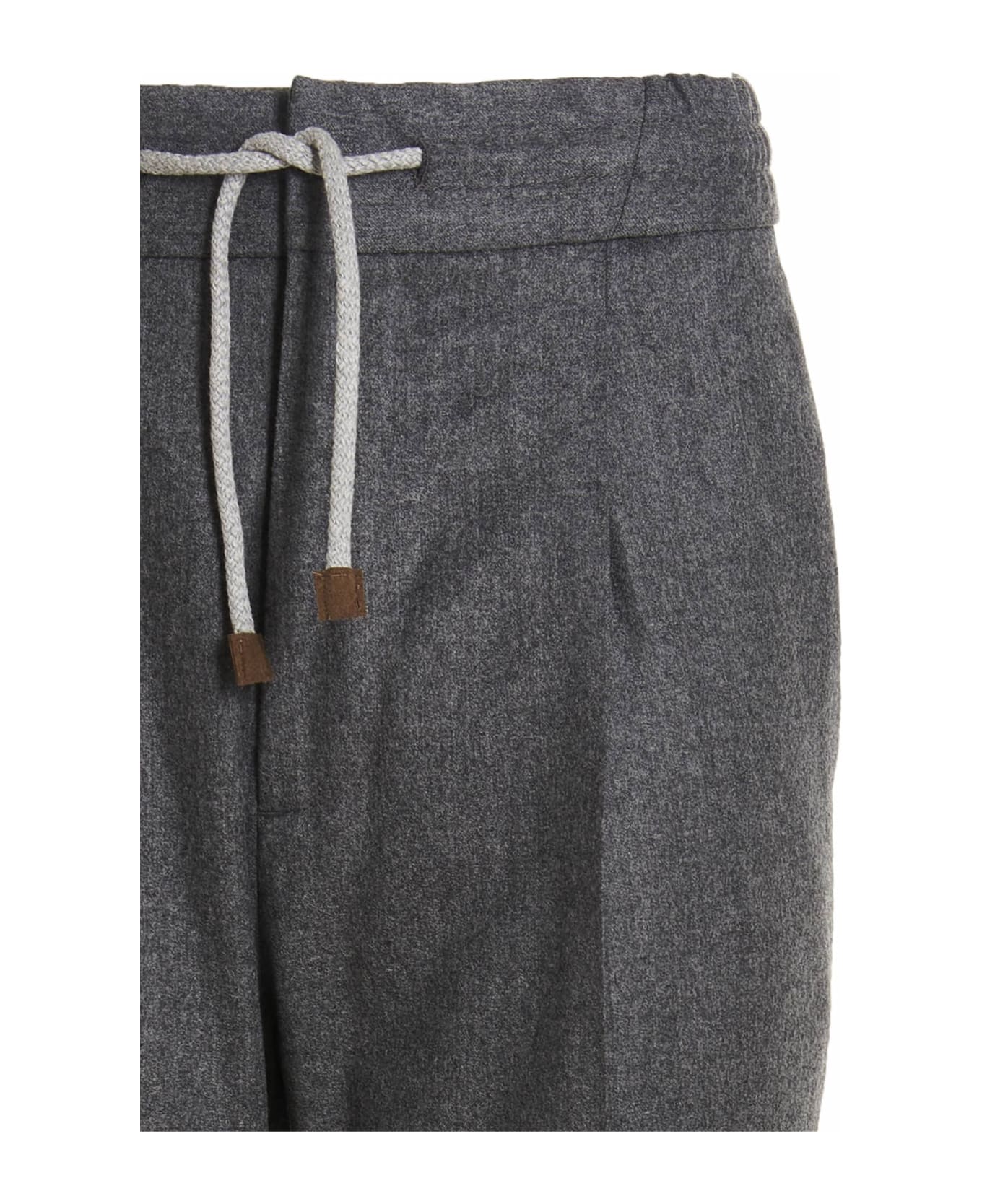 Brunello Cucinelli Front Pleat Wool Trousers - Grey