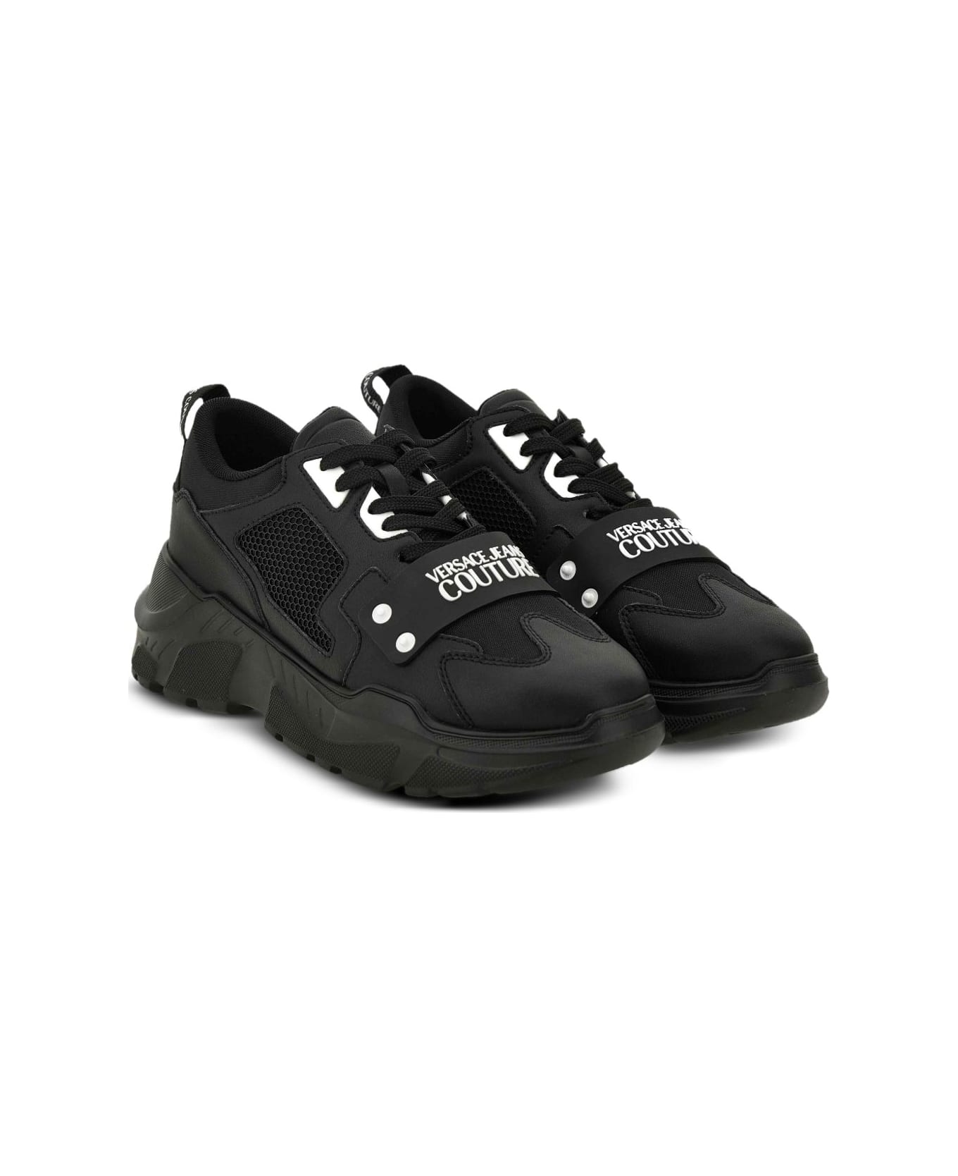 Versace Jeans Couture Sneakers With Appliqué - Black