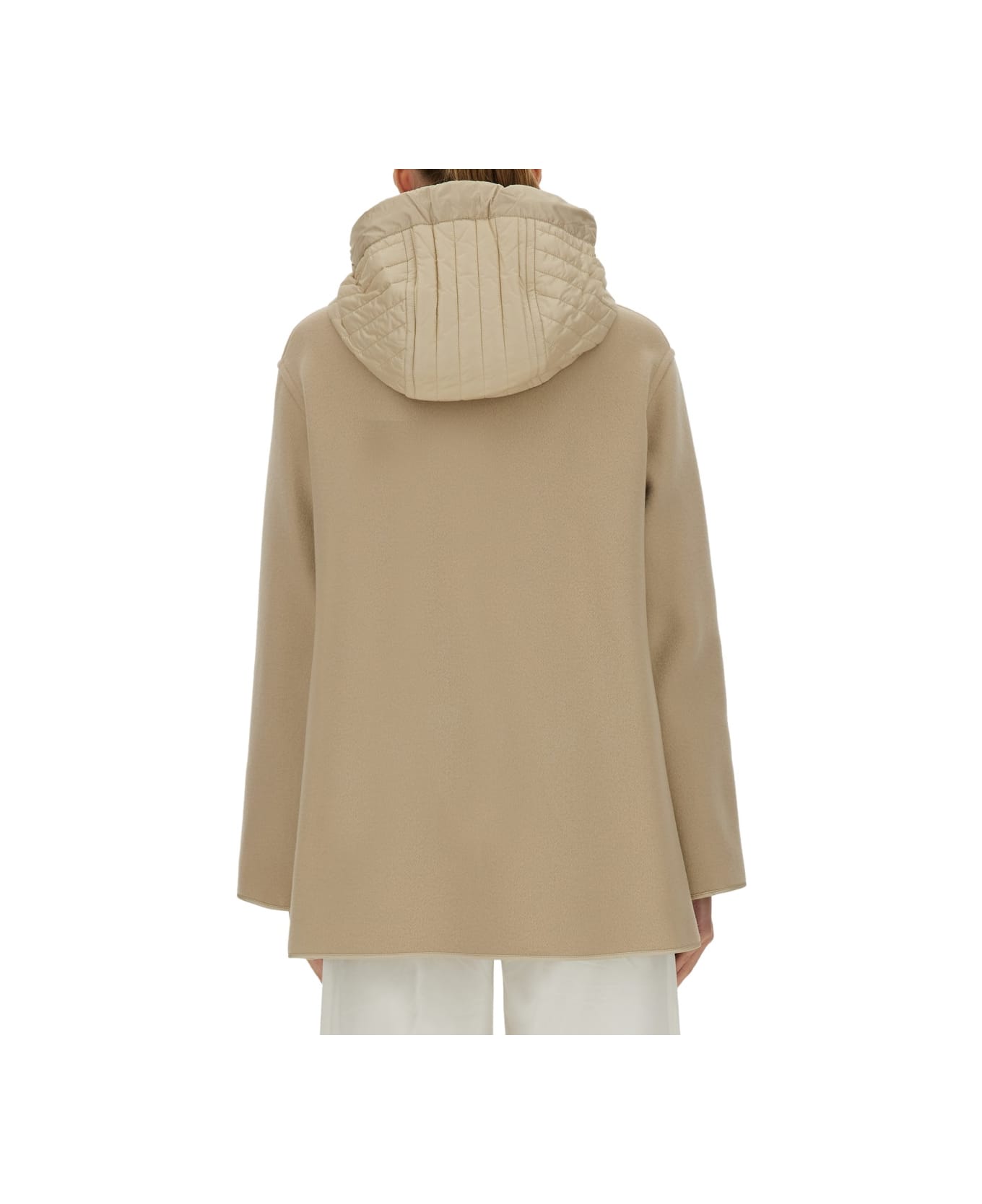 Fay Bimaterial Caban Cape - BEIGE