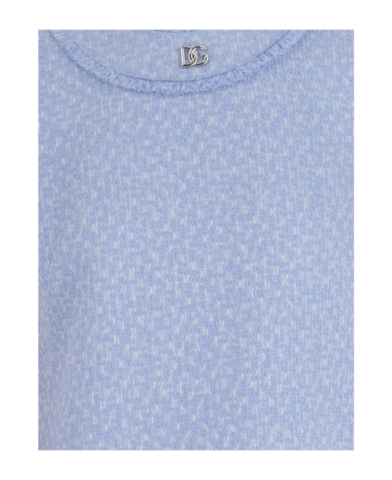 Dolce 
Gabbana Rachel Tweed Dress With Dg Logo - Clear Blue