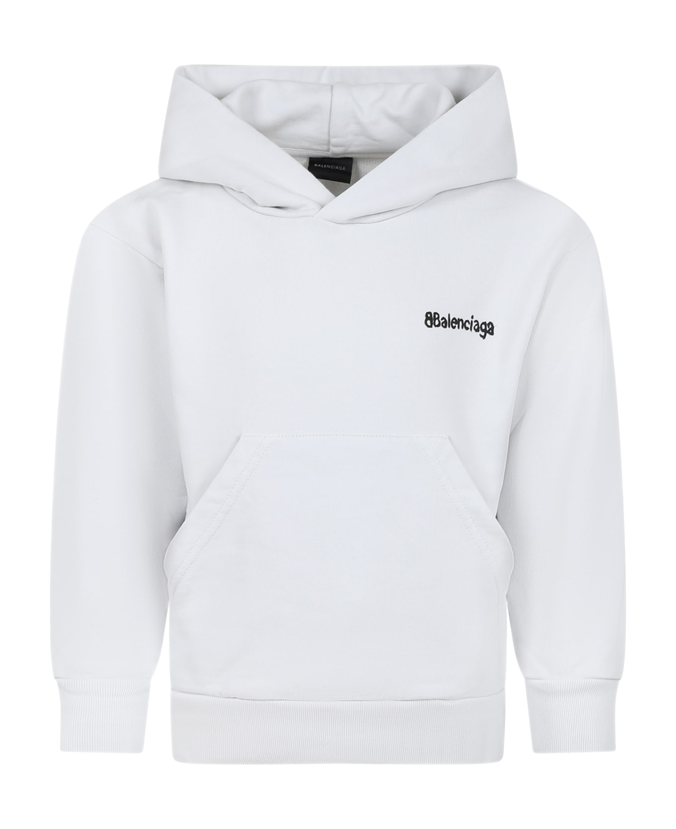 Balenciaga White Sweatshirt For Kids With Logo - White ニットウェア＆スウェットシャツ