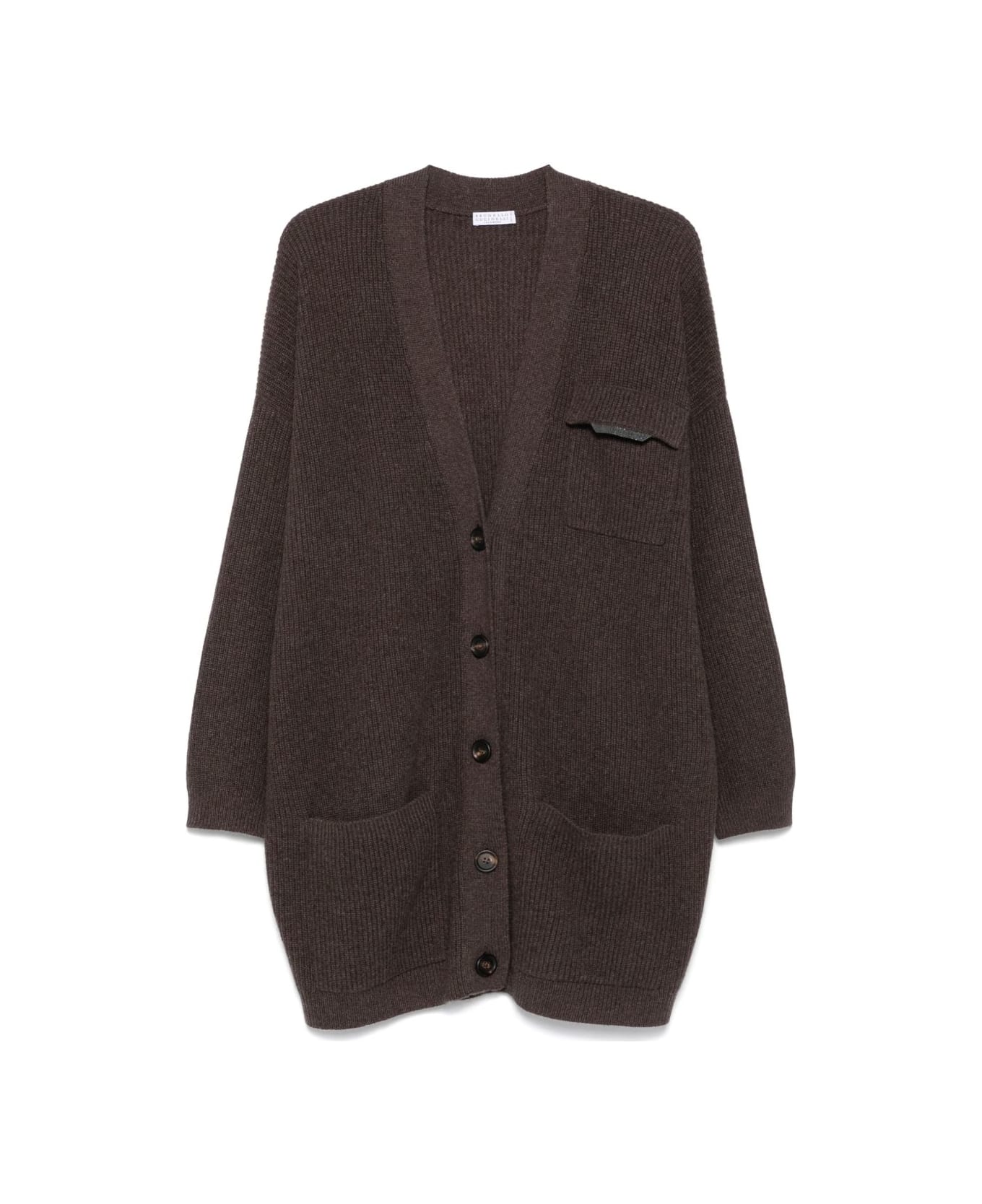 Brunello Cucinelli Cashmere V-necked Cardigan - Brown