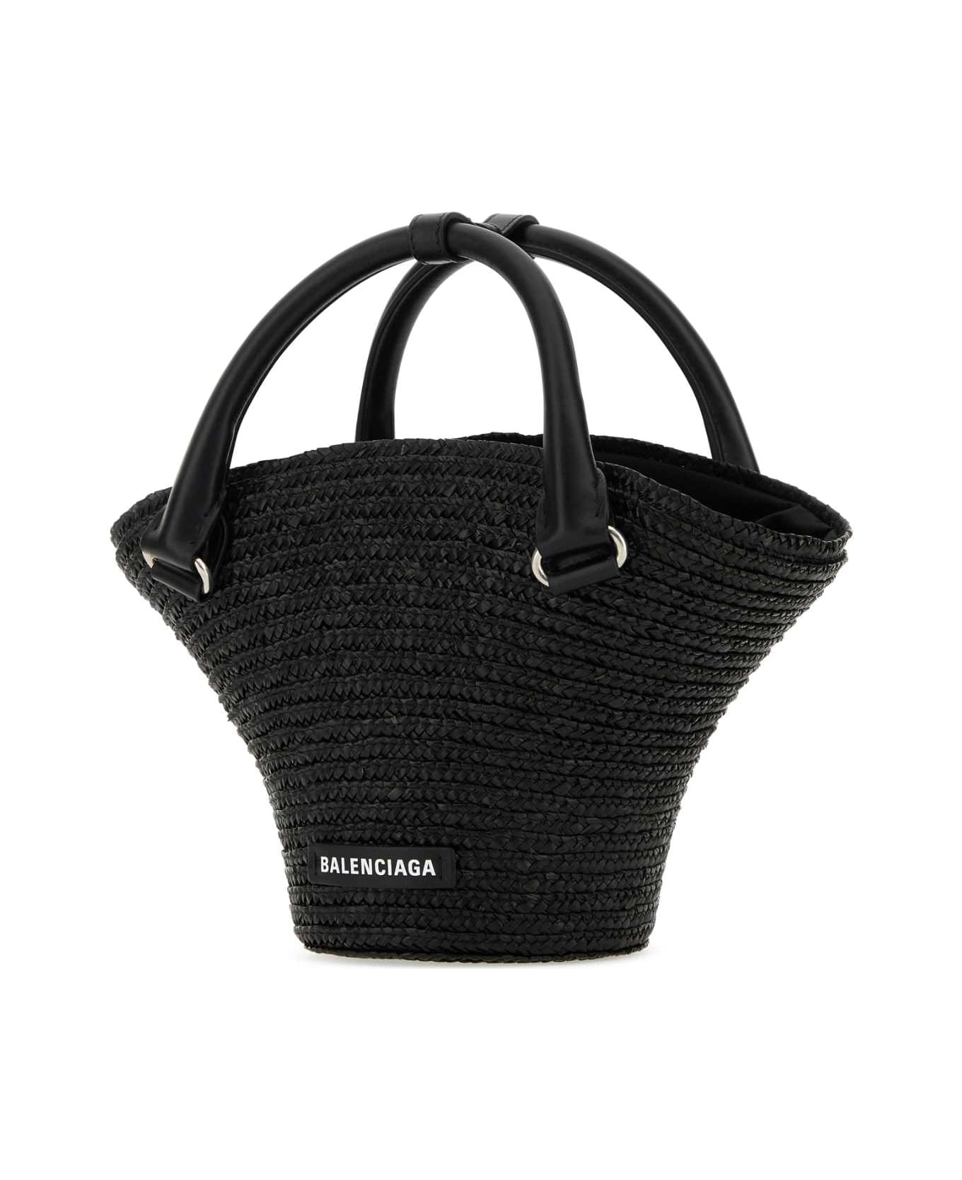 Balenciaga Black Straw Mini Beach Handbag - 1060