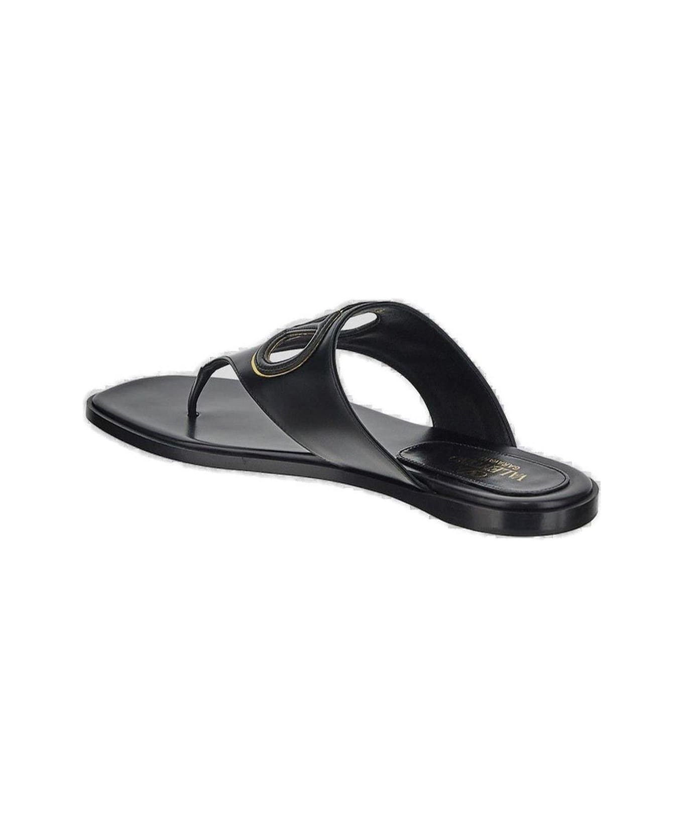 Valentino Garavani Vlogo Patch Cut-out Slip-on Sandals - Black