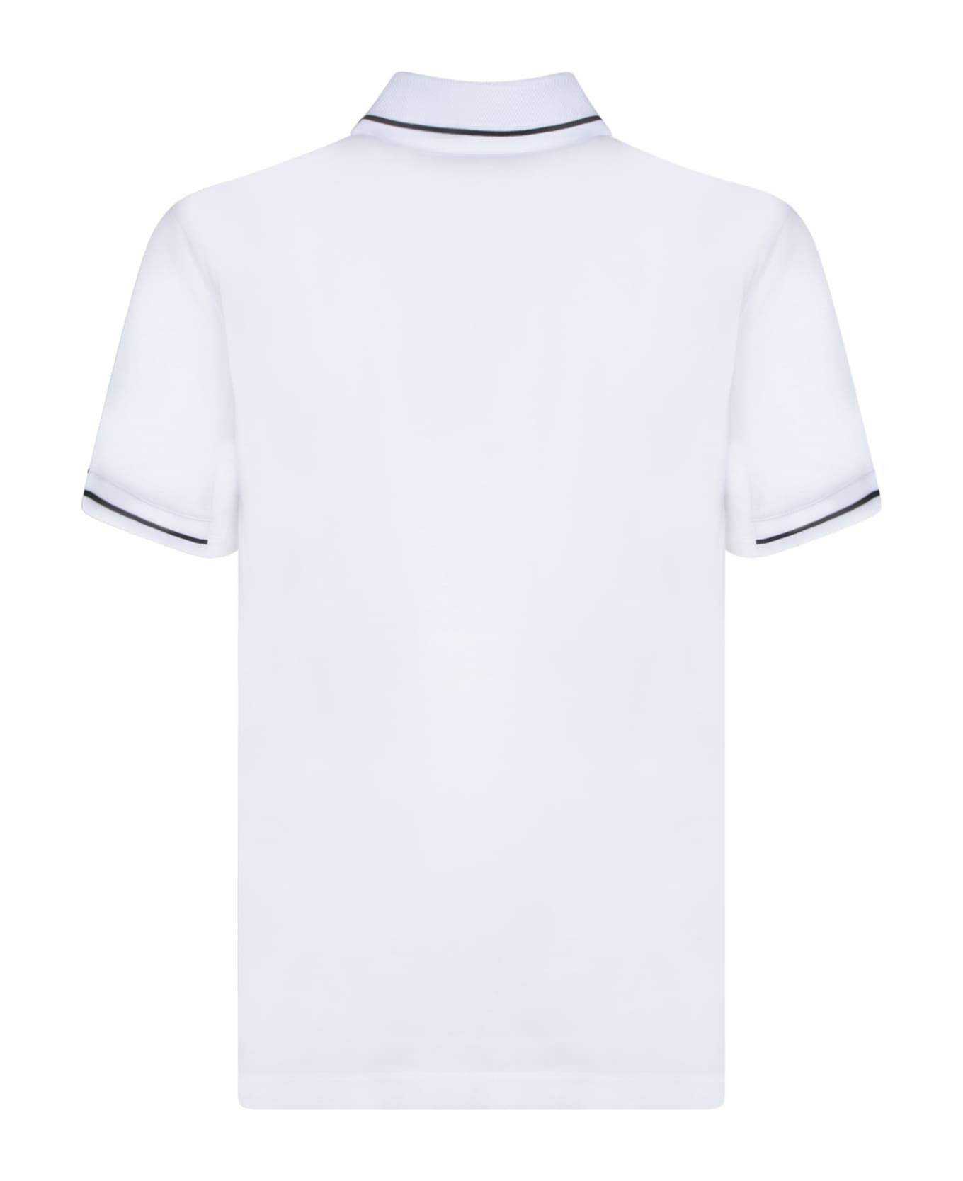 Moncler White Short-sleeved Polo With Embroidered Logo - 001 ポロシャツ