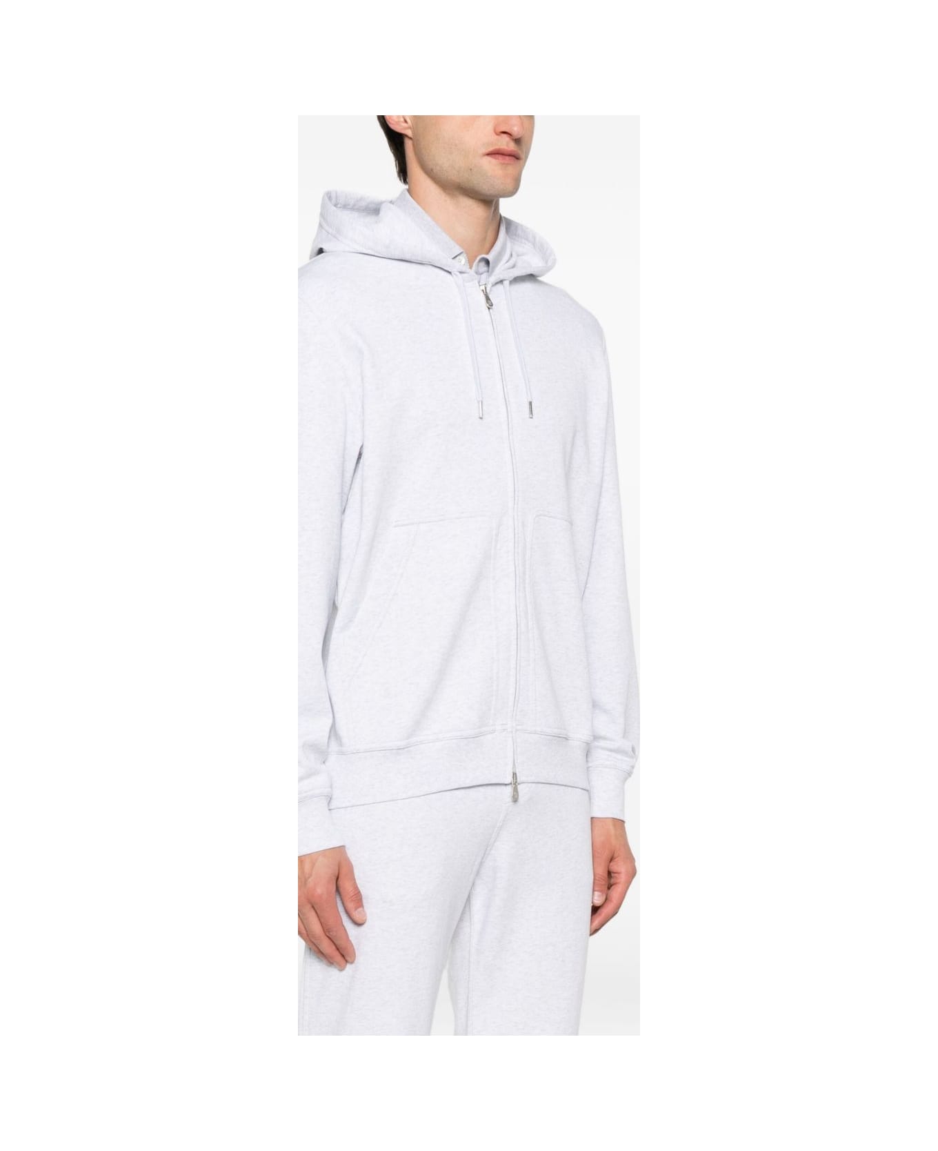 Brunello Cucinelli Cotton Zipped Hoodie - Light Grey