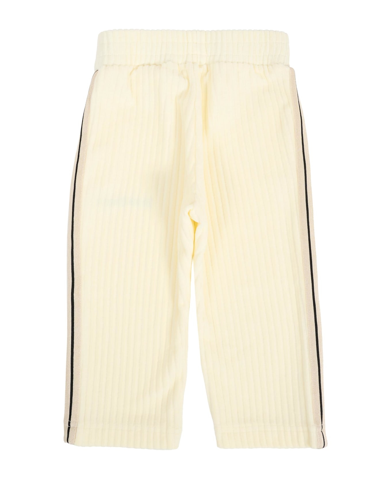 Palm Angels Ivory Trousers For Baby Boy With Logo - Ivory