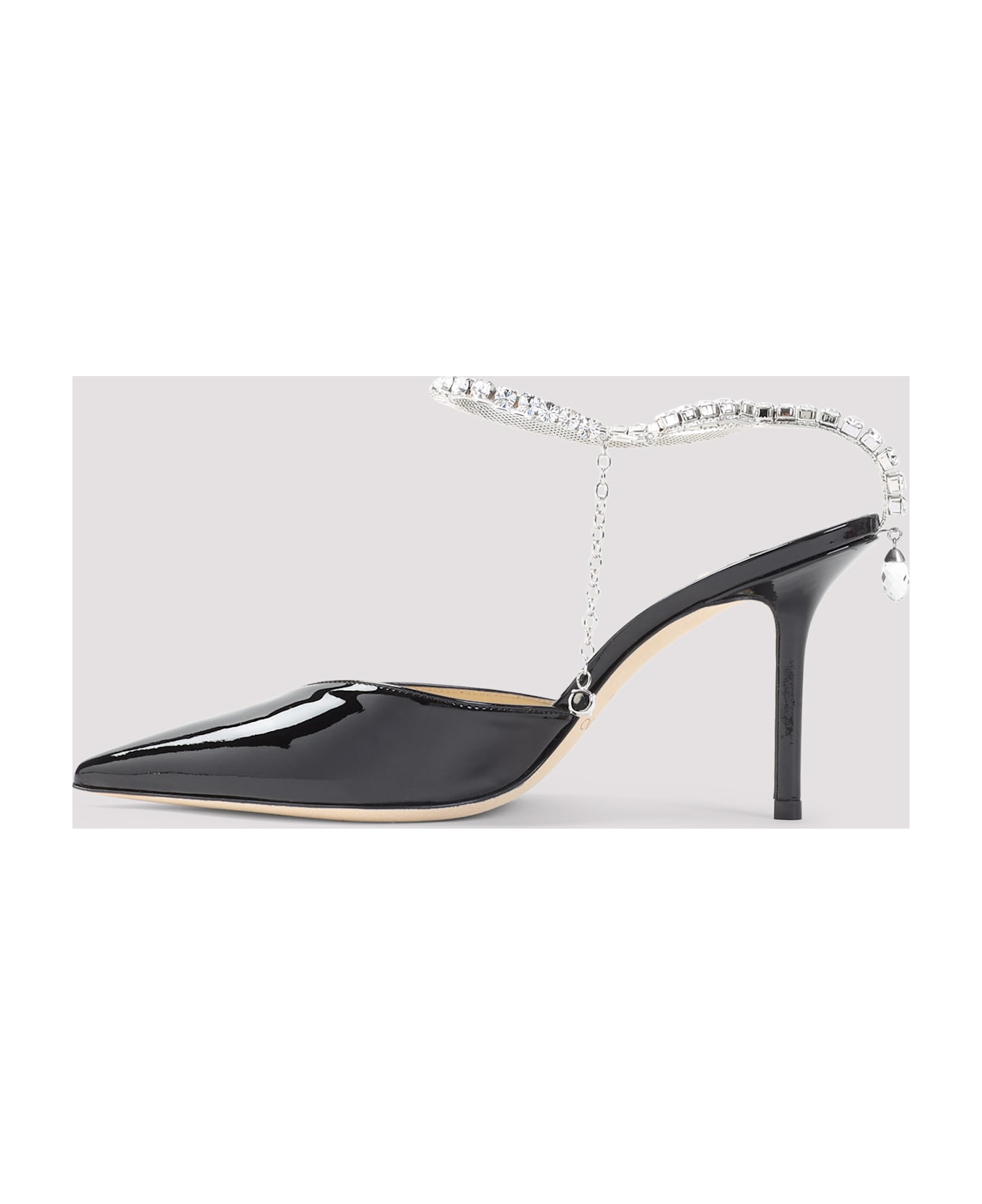 Jimmy Choo Saeda 85 Patent Leather Pumps - Black Crystal