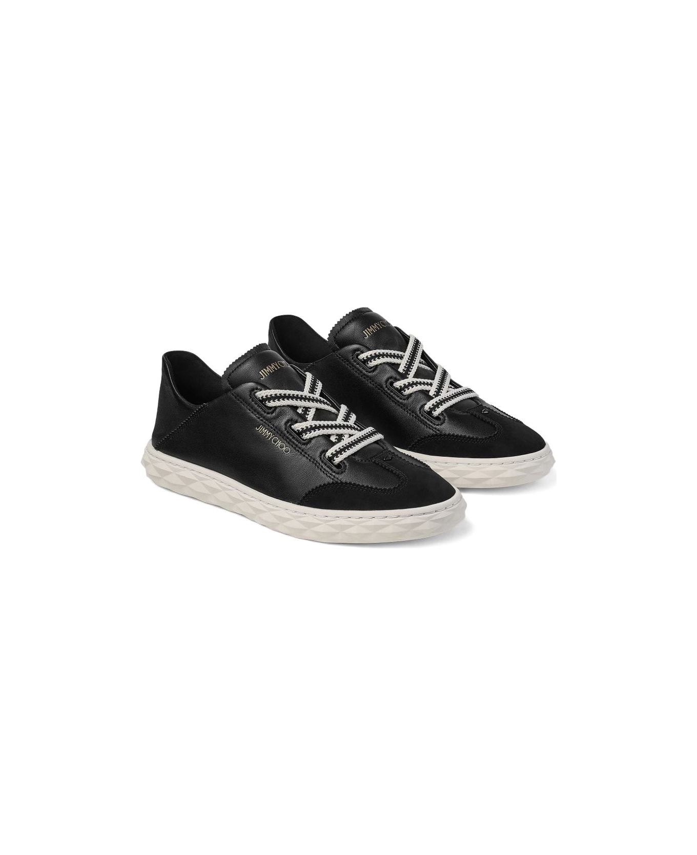 Jimmy Choo Diamond Light Leather Sneakers - Black
