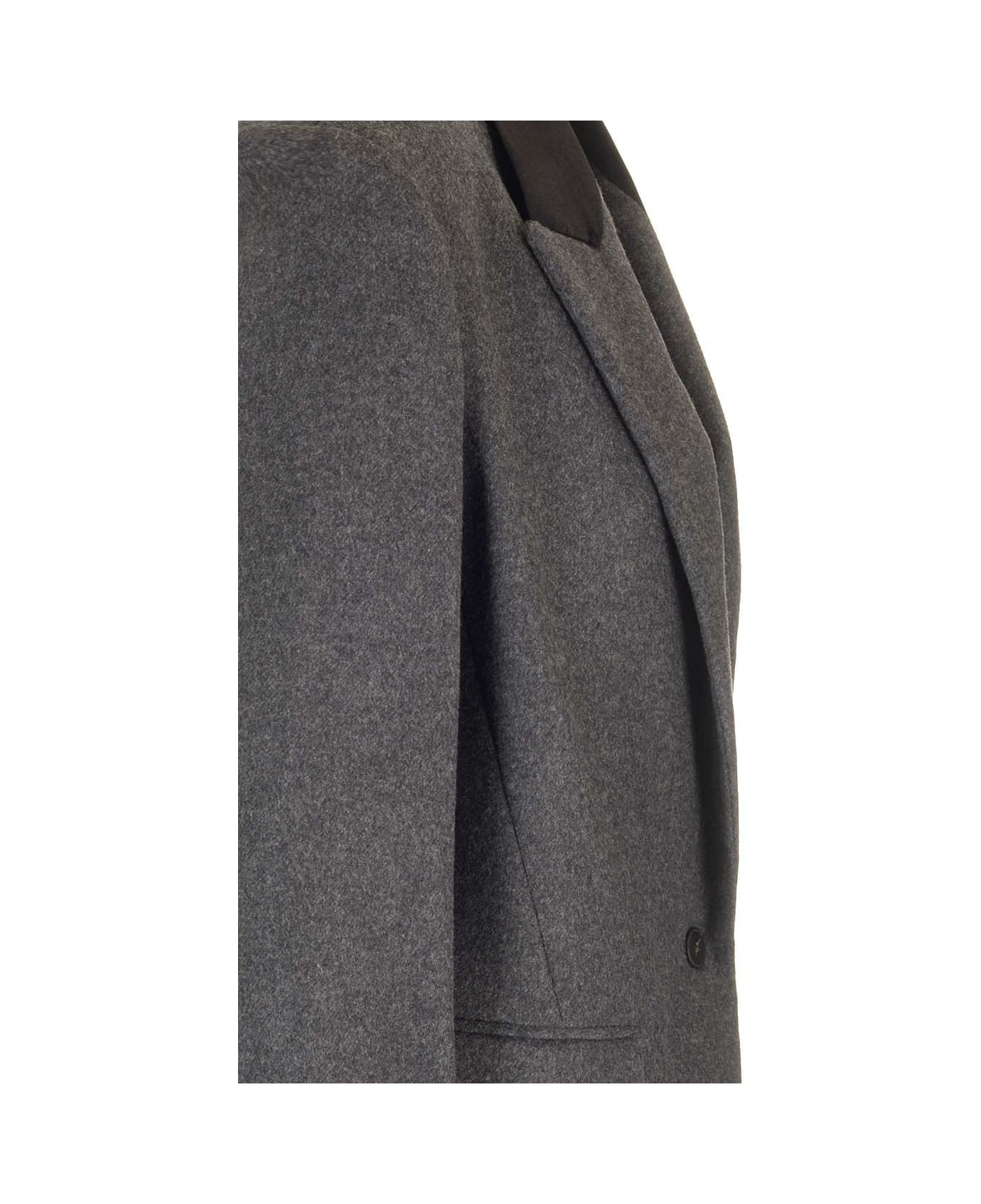 Forte_Forte Wool Cloth Jacket Contrasting Velvet Rever - Grey