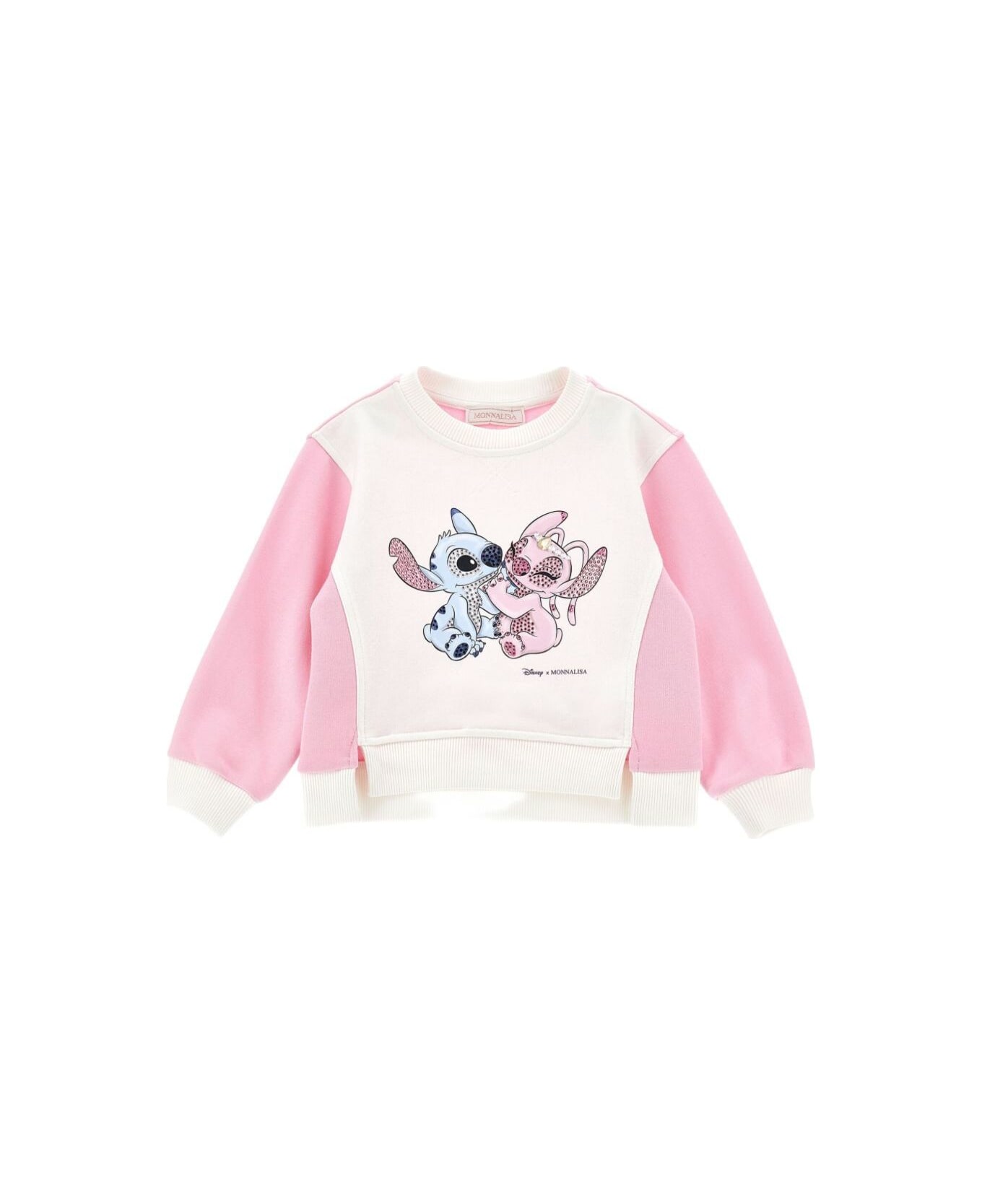 Monnalisa Multicolor Crew Neck Sweatshirt With Front Print In Cotton Girl - Multicolor