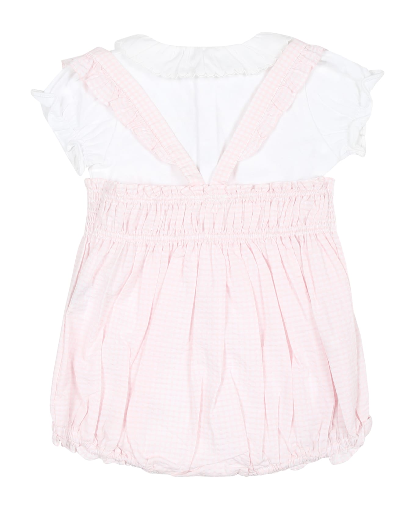 Tartine et Chocolat Pink Dungarees For Baby Girl With Liberty Fabric - Pink コート＆ジャケット