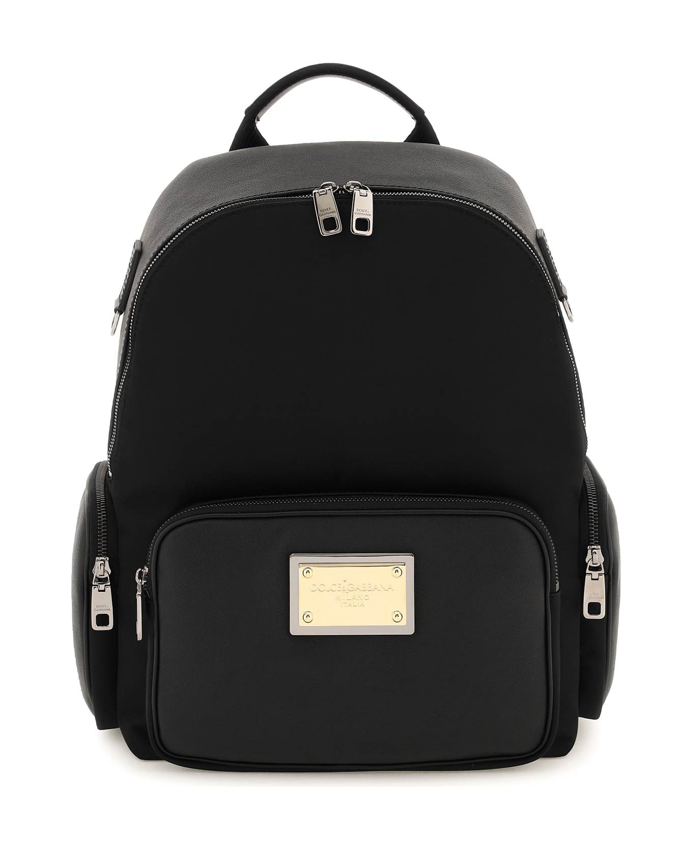 Dolce & Gabbana Nylon And Leather Backpack - BLACK (Black)