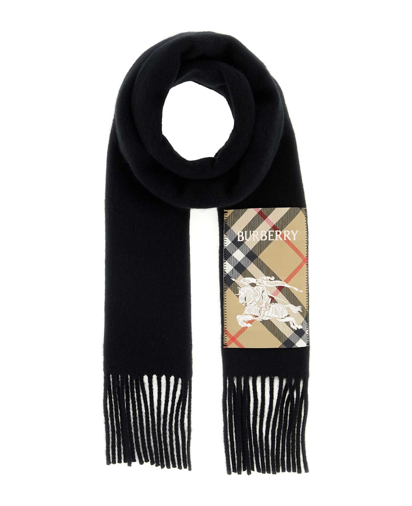 Burberry Black Cashmere Scarf - BLACKSAND