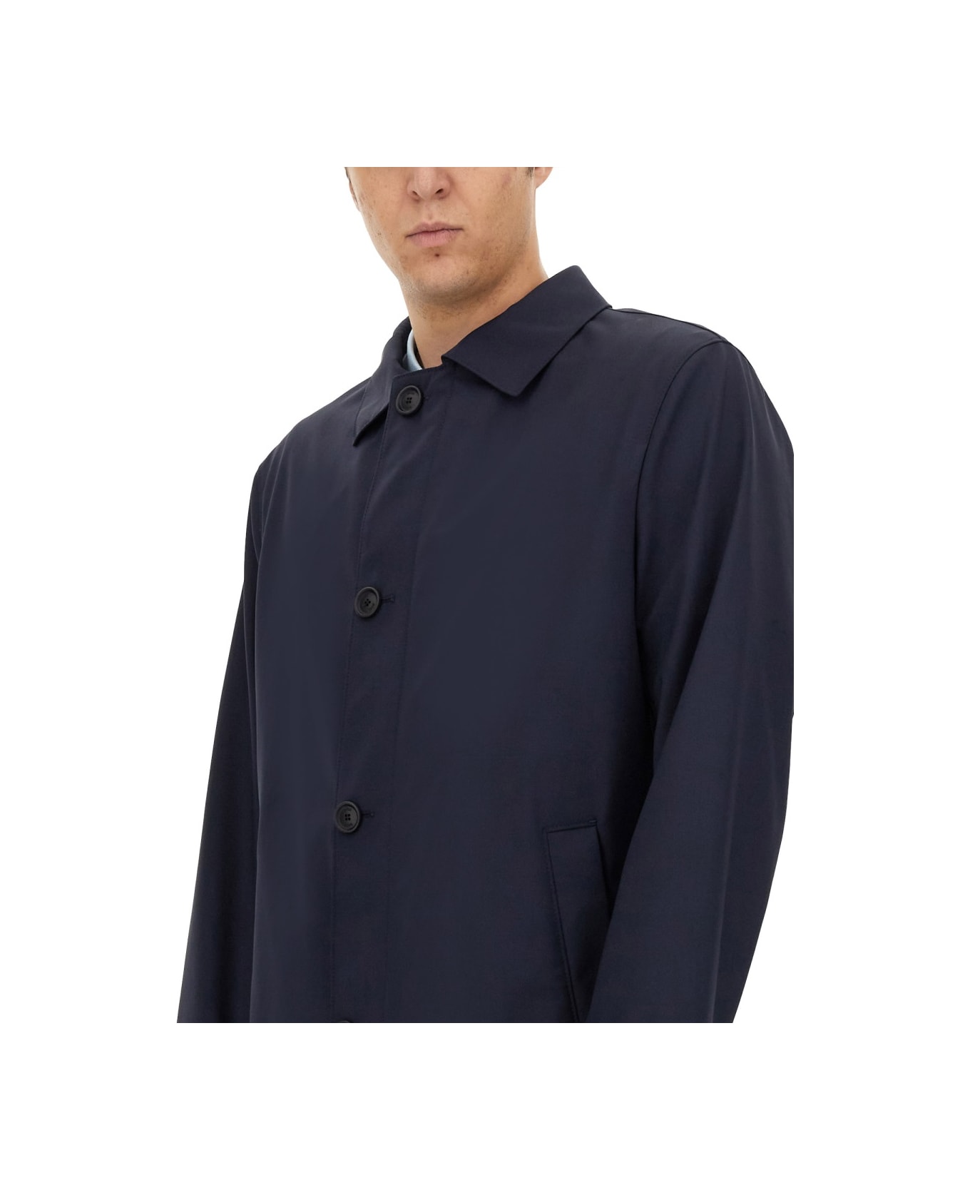 Hugo Boss Trench Coat With Buttons - BLUE