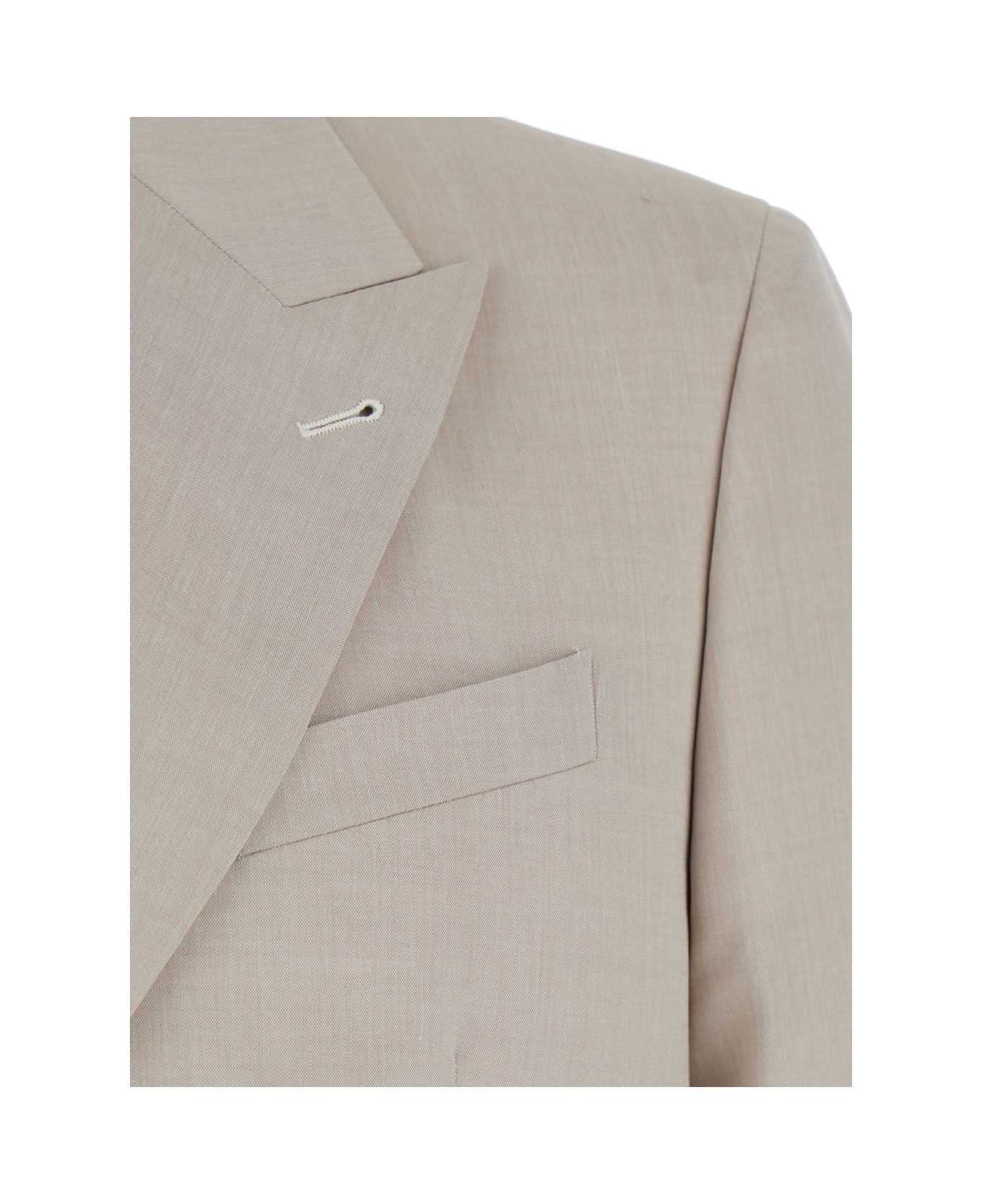 Reveres 1949 Beige Double Breasted Jacket With Peak Lapels In Virgin Wool And Cotton Blend Woman - Beige
