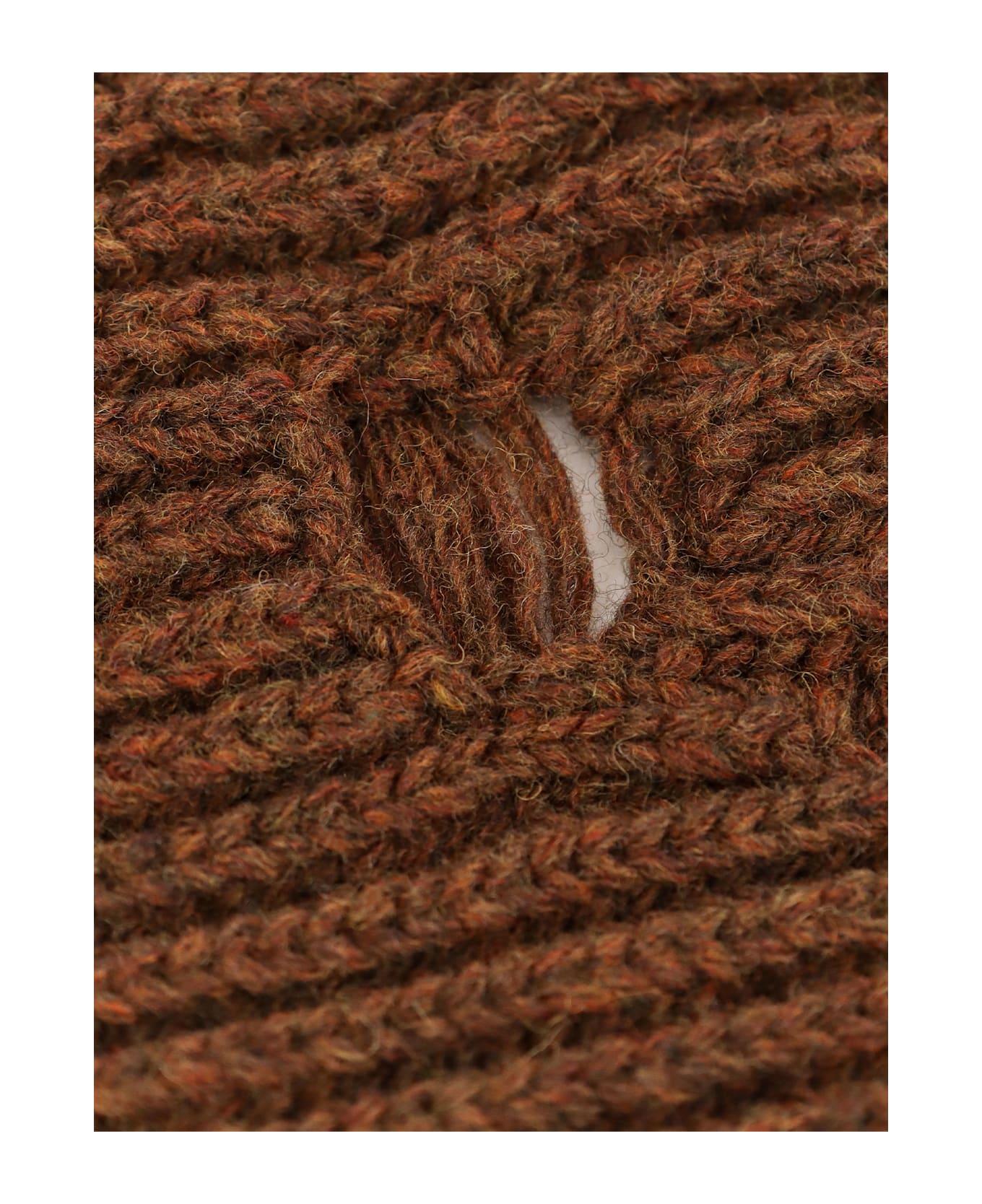 MM6 Maison Margiela Wool Blend Scarf With Distressed Effect - Brown