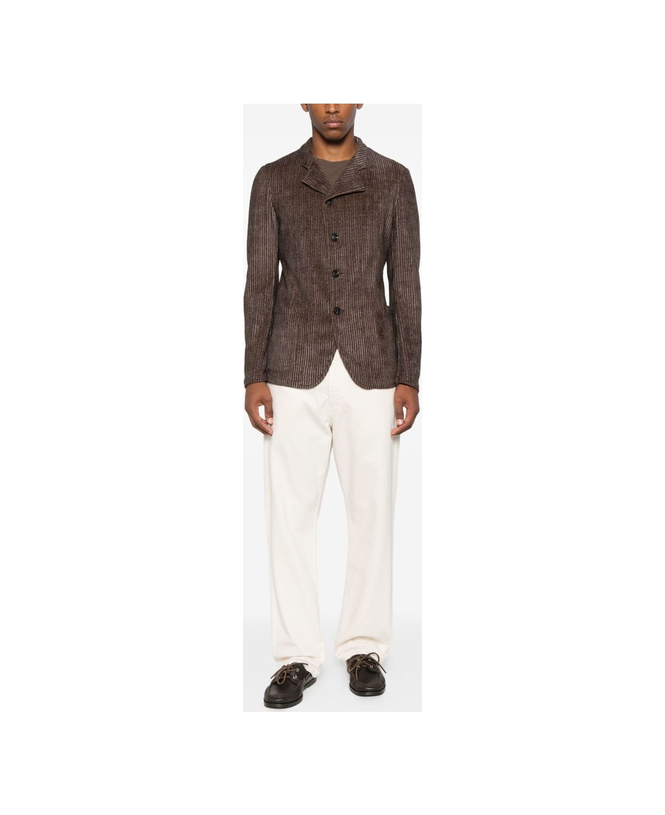 Emporio Armani Single-breasted Blazer Jacket - Brown