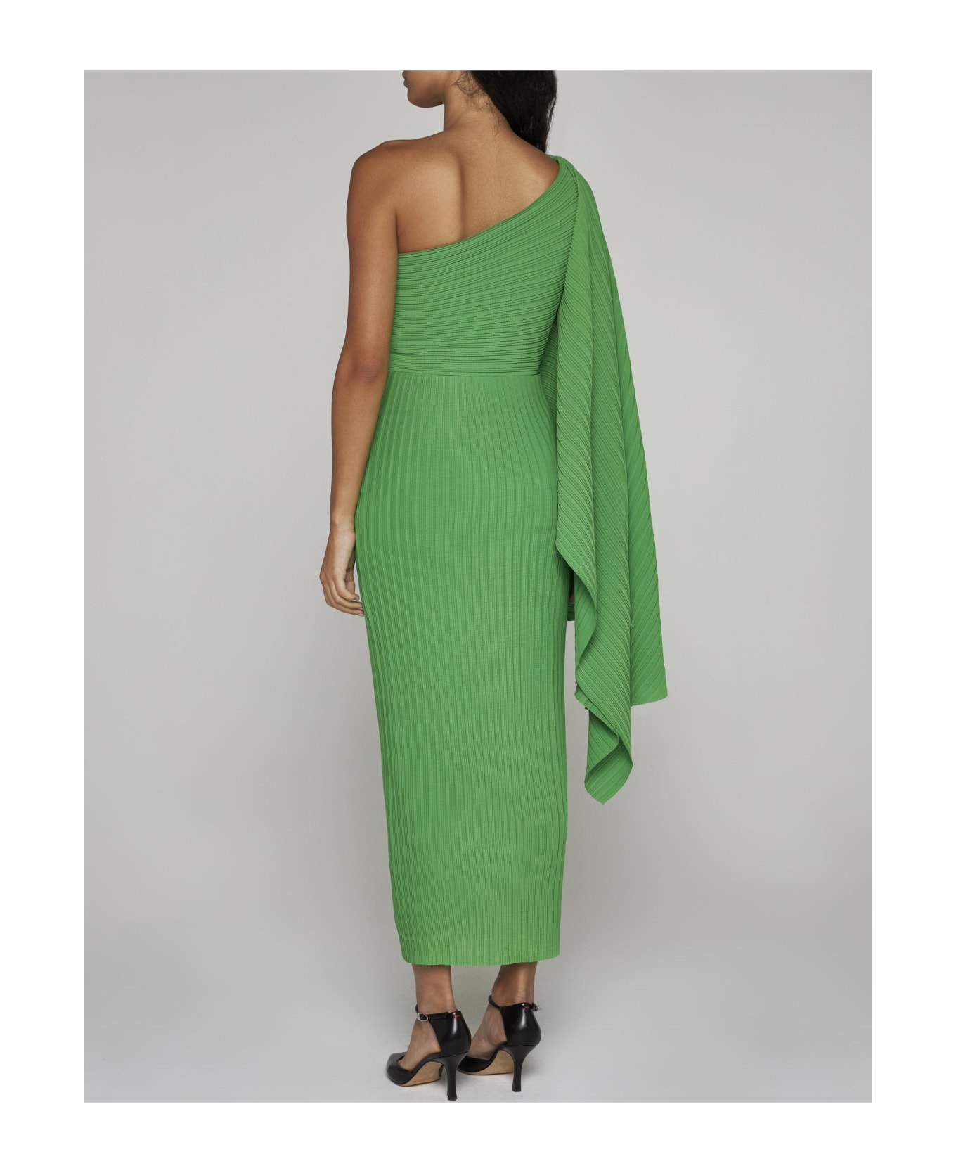 Solace London Lenna Pleated Crepe Midi Dress - Bright green