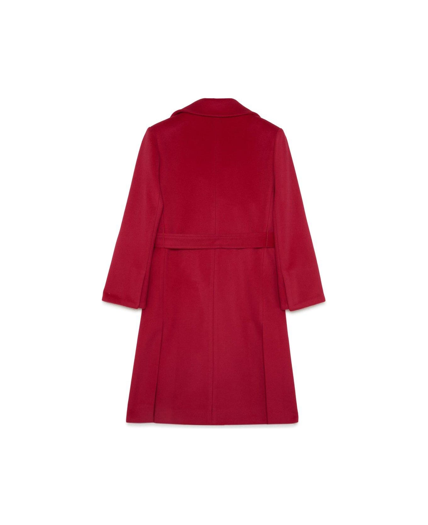 Max&Co. Belted Single-breasted Long Sleeevd Coat - Rosso