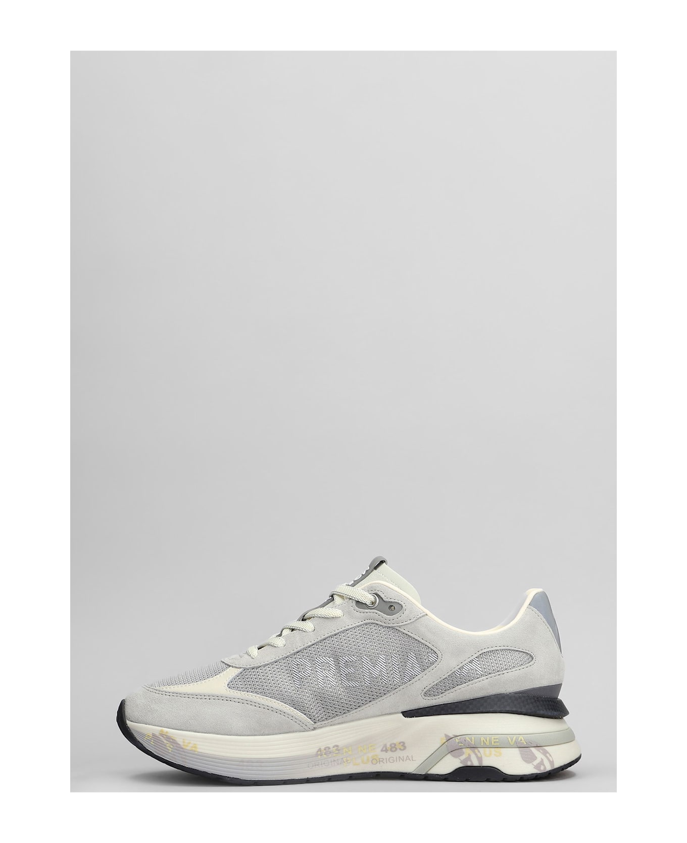 Premiata Moerun Sneakers In Grey Suede And Fabric - grey