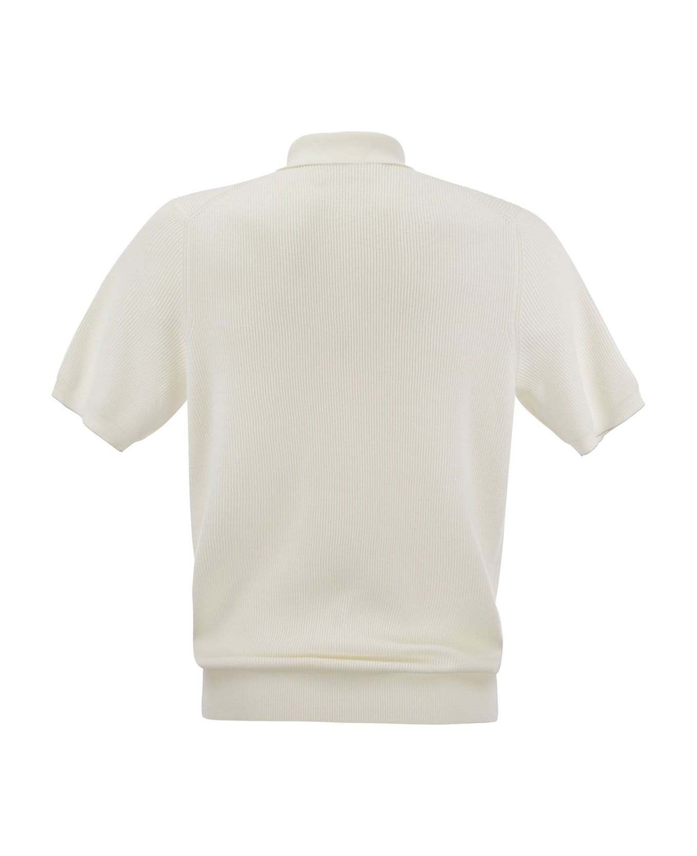 Brunello Cucinelli Ribbed Cotton Polo-style Jersey - White
