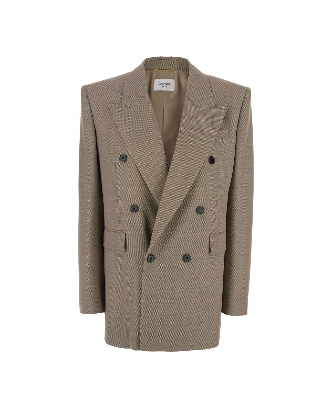 Saint Laurent Two Tone Wool Blazer - TAUPEBEIGE