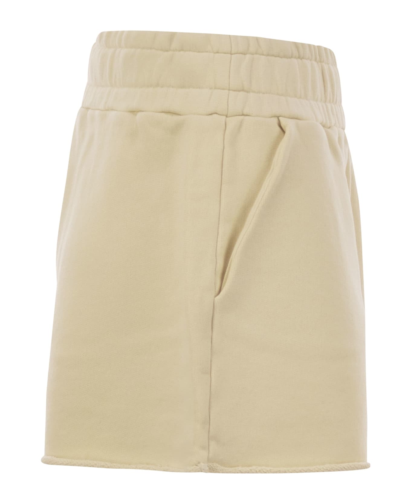 Autry Short Trousers In Compact Cotton Jersey - Beige