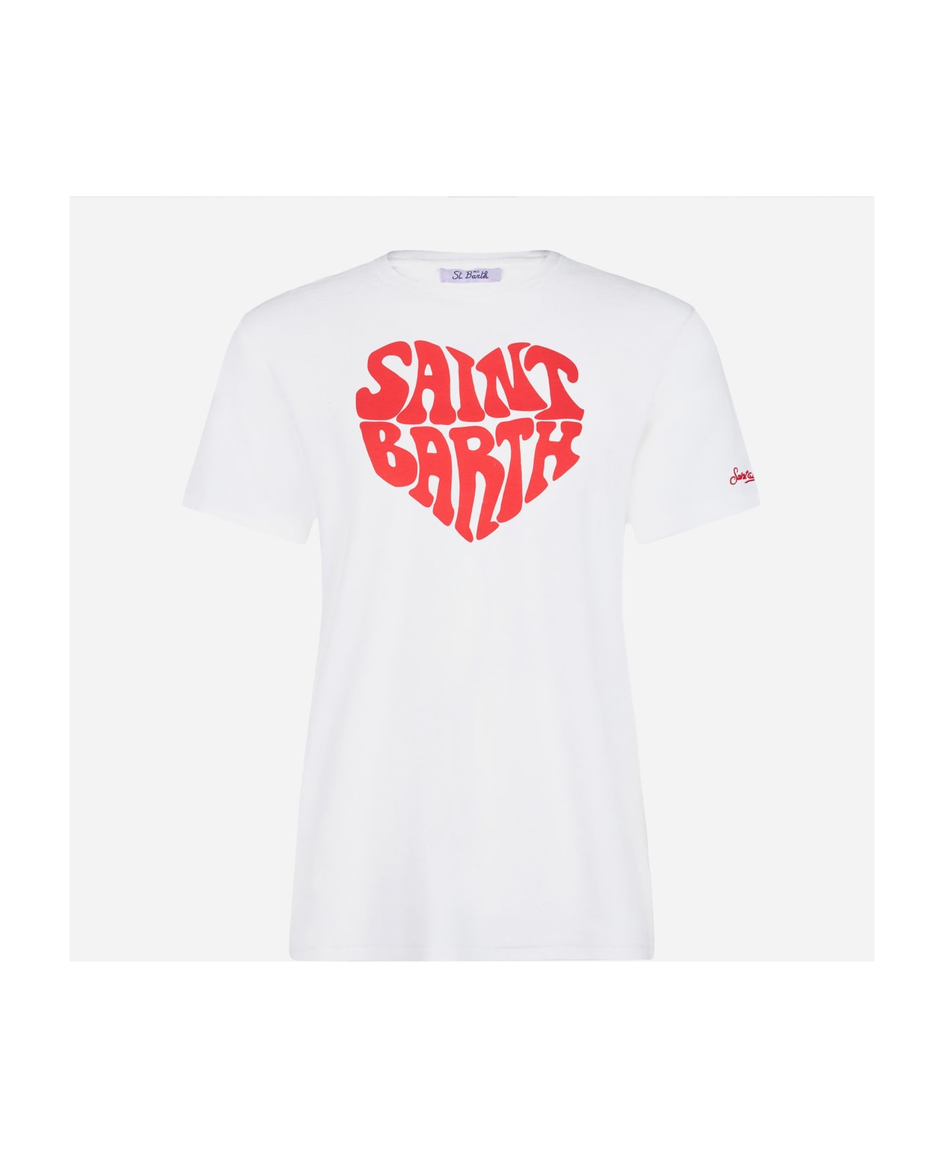 MC2 Saint Barth Woman Cotton T-shirt With Saint Barth Lettering - WHITE