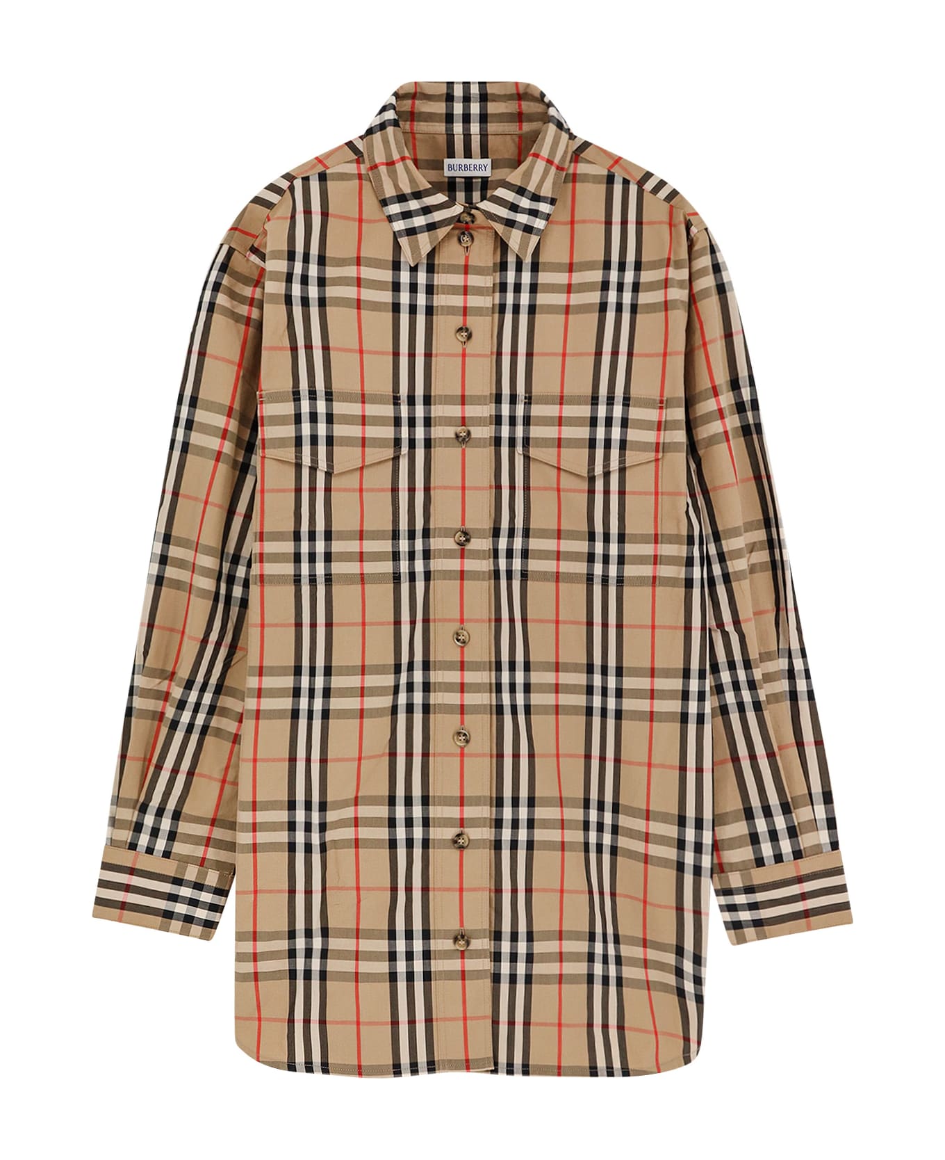 Burberry Cotton Shirt With Check Print - Beige