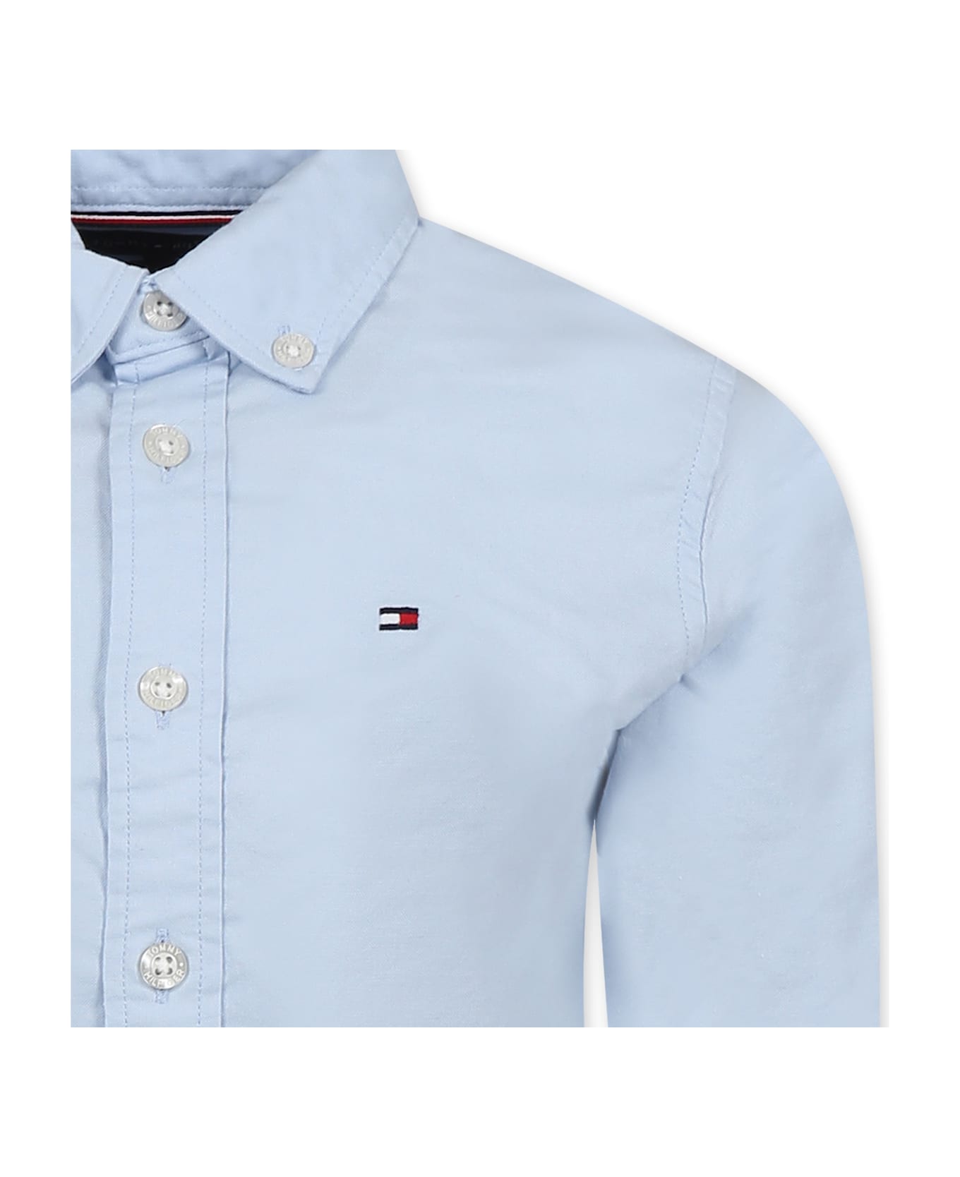 Tommy Hilfiger Light Blue Shirt For Boy With Flag - Light Blue