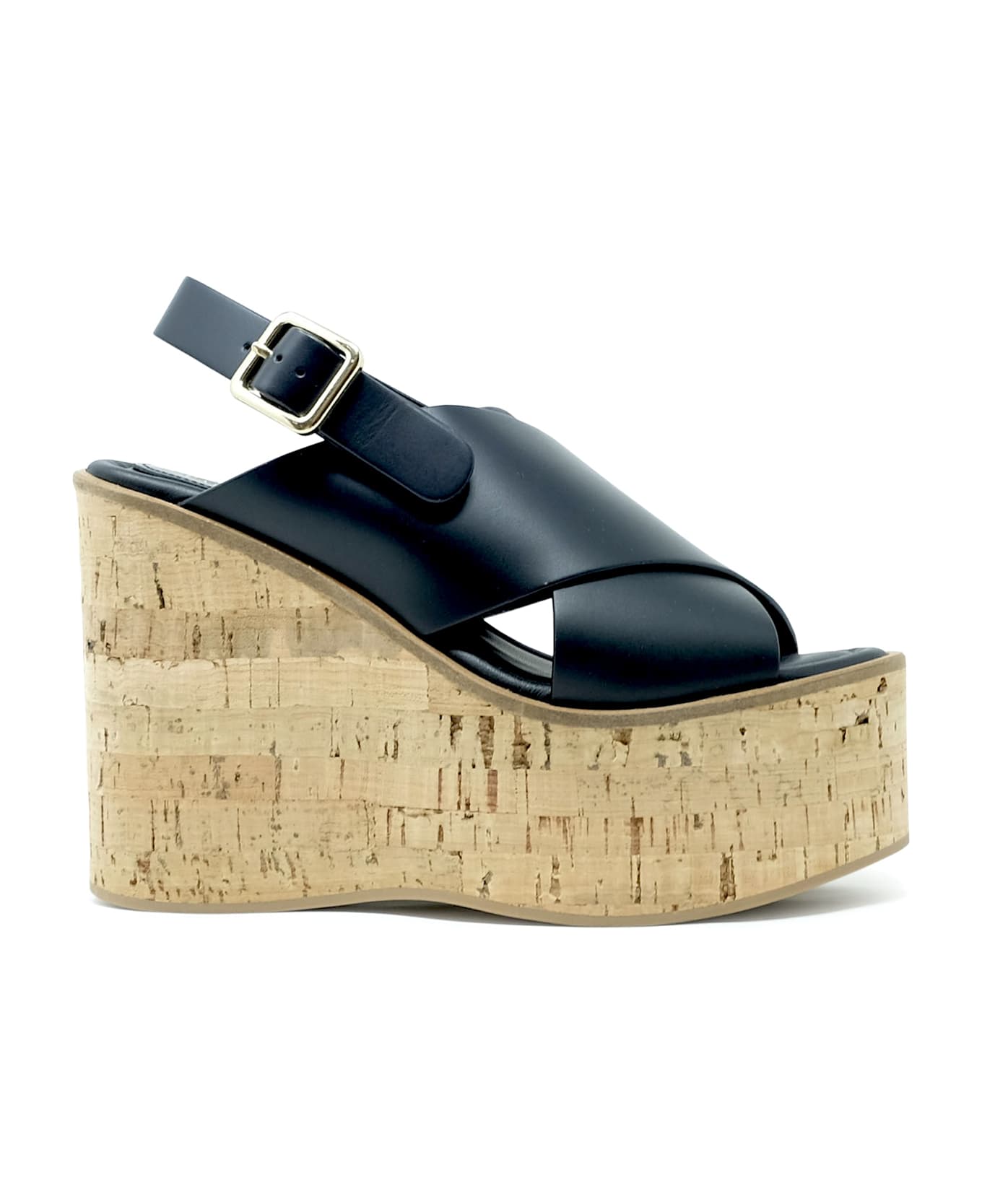 Paloma Barceló Paloma Barcelo Black Leather Begonia Wedge Sandals - BLACK