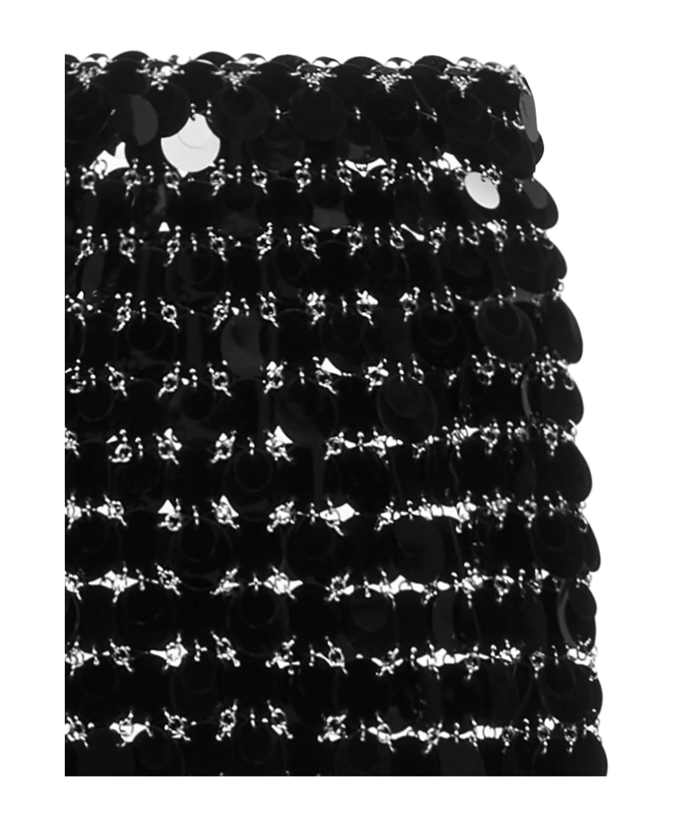 Paco Rabanne Black Short Skirt With Mirror Effect Discs - Black