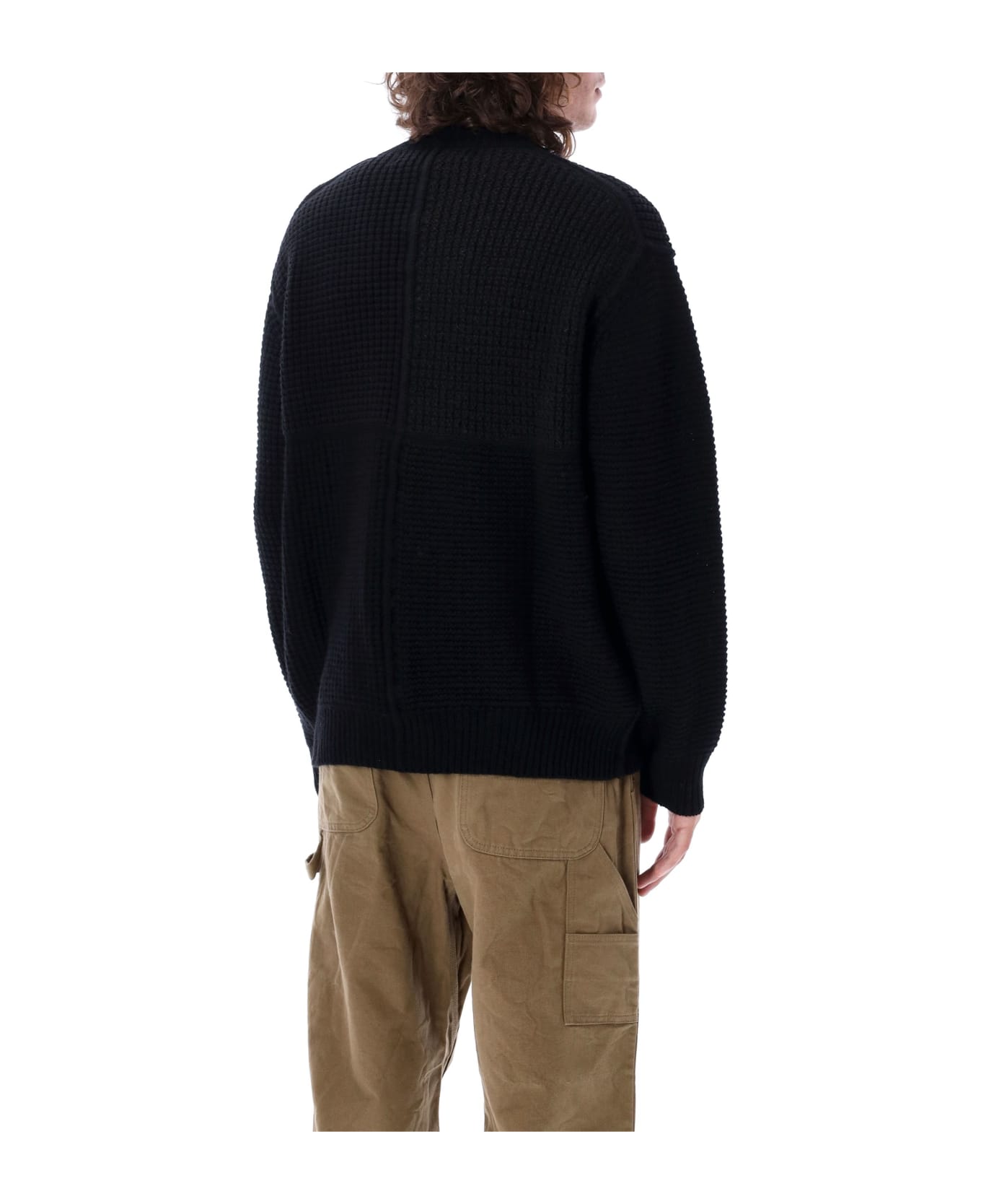 Comme des Garçons Homme Crewneck Wool Patchwork Sweater - BLACK ニットウェア
