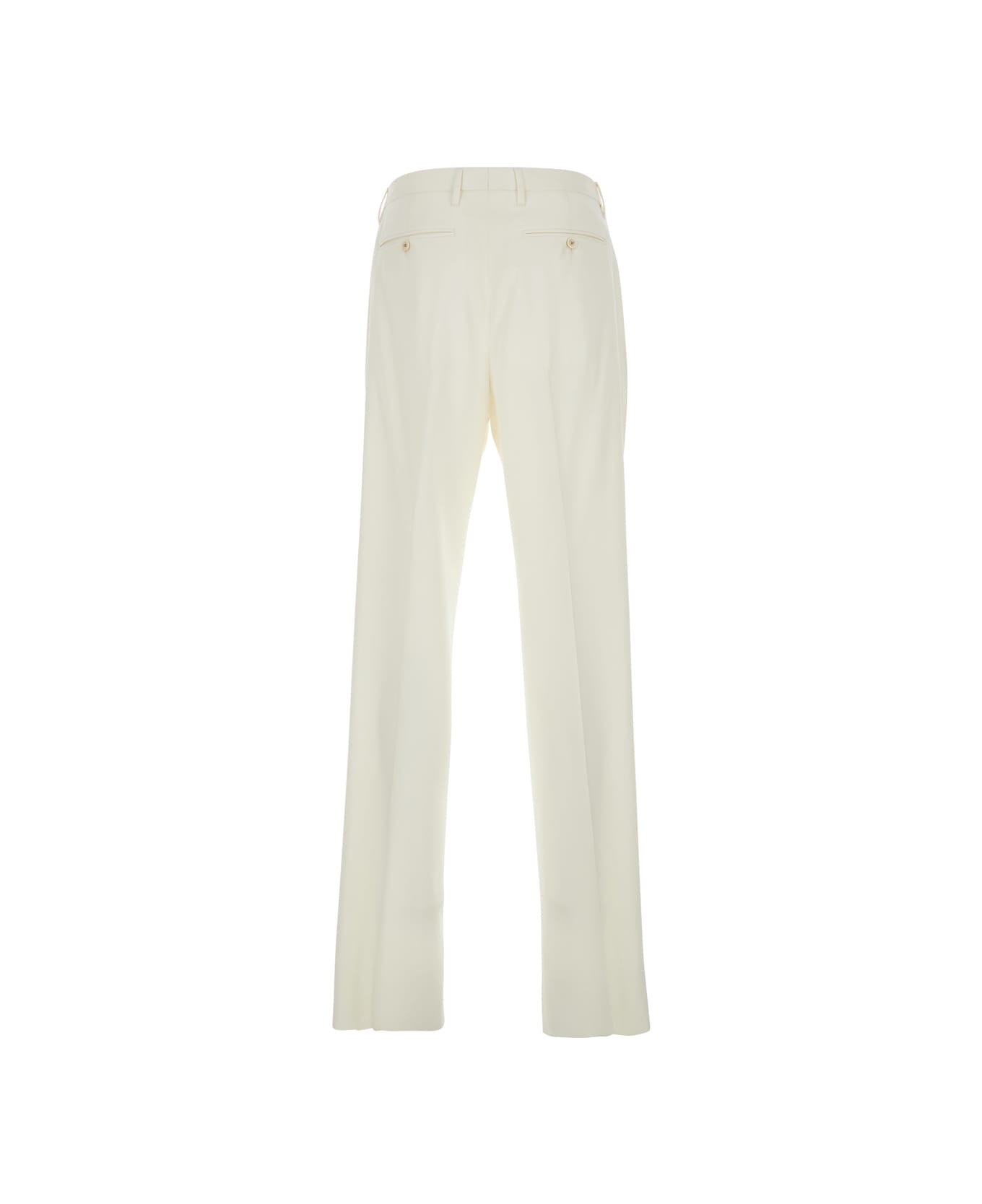 Lardini White Tailored Trousers With Double Pence In Virgin Wool Man - White