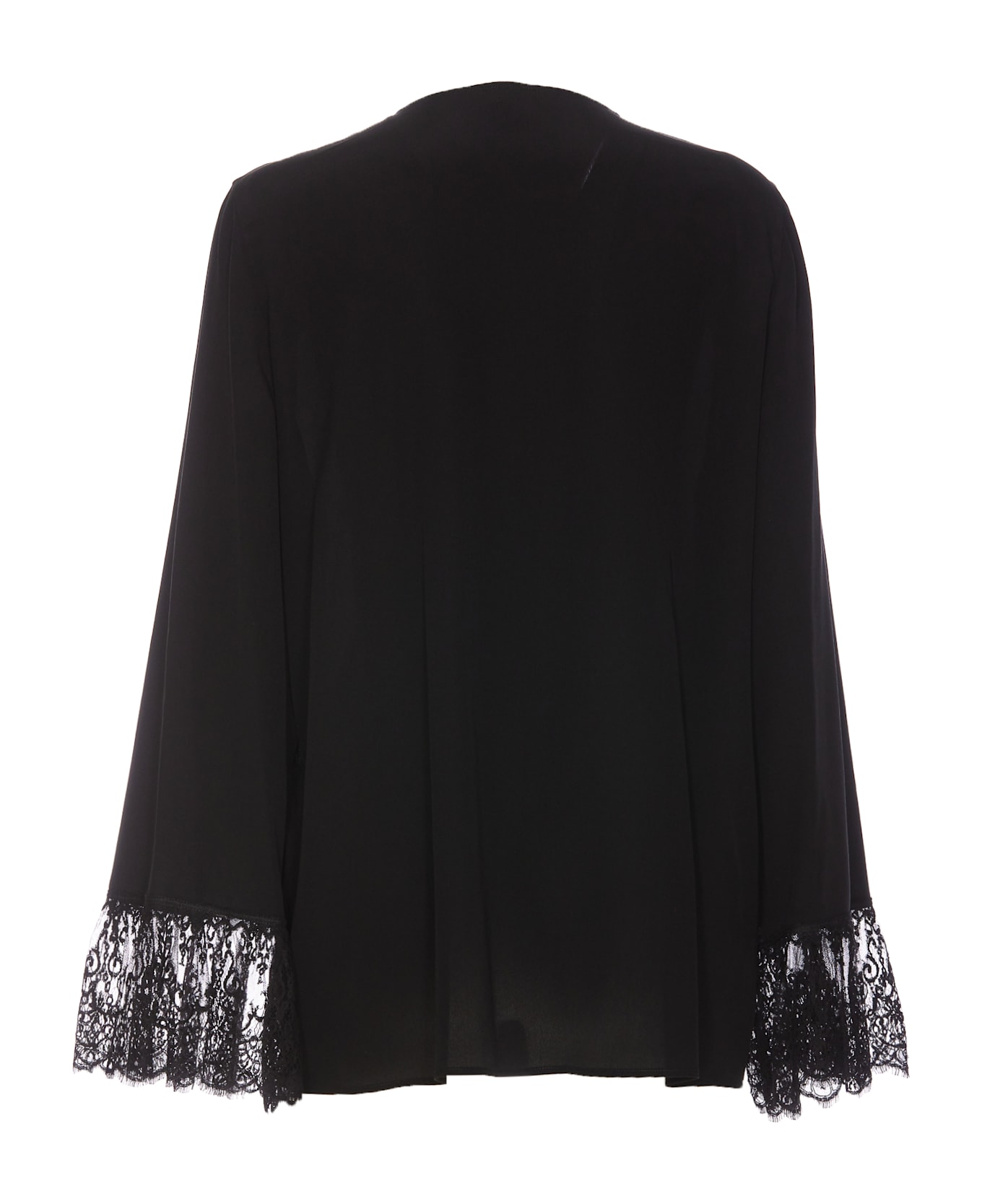 Chloé Fluid Blouse Without Collar In Crepe De Chine - Black