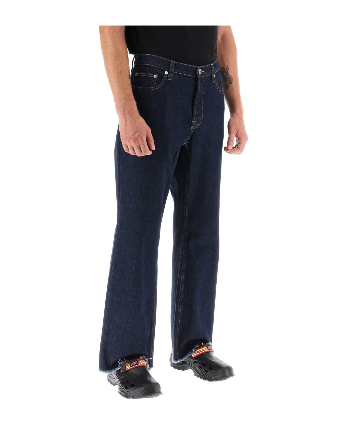 Lanvin Jeans With Frayed Hem - NAVY (Blue) デニム