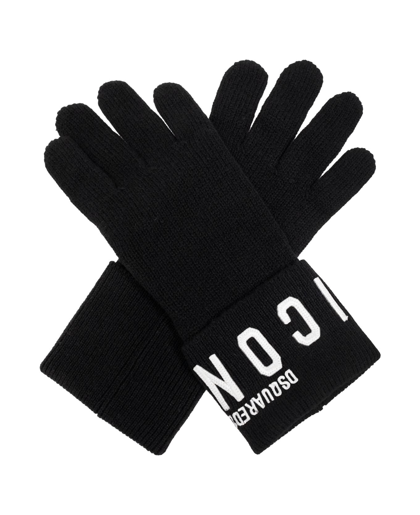 Dsquared2 Wool Gloves - Black White