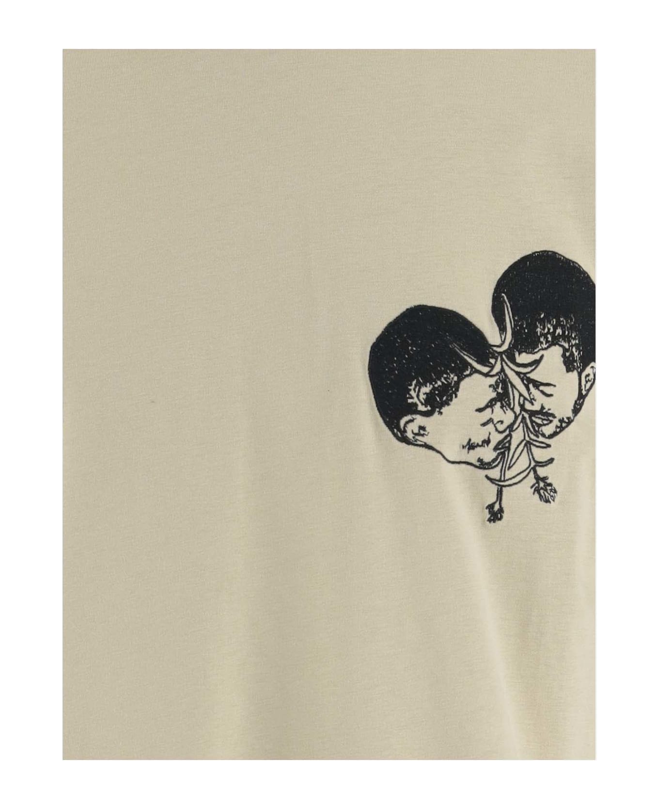 J.W. Anderson Cotton T-shirt With Graphic Print And Logo - Beige