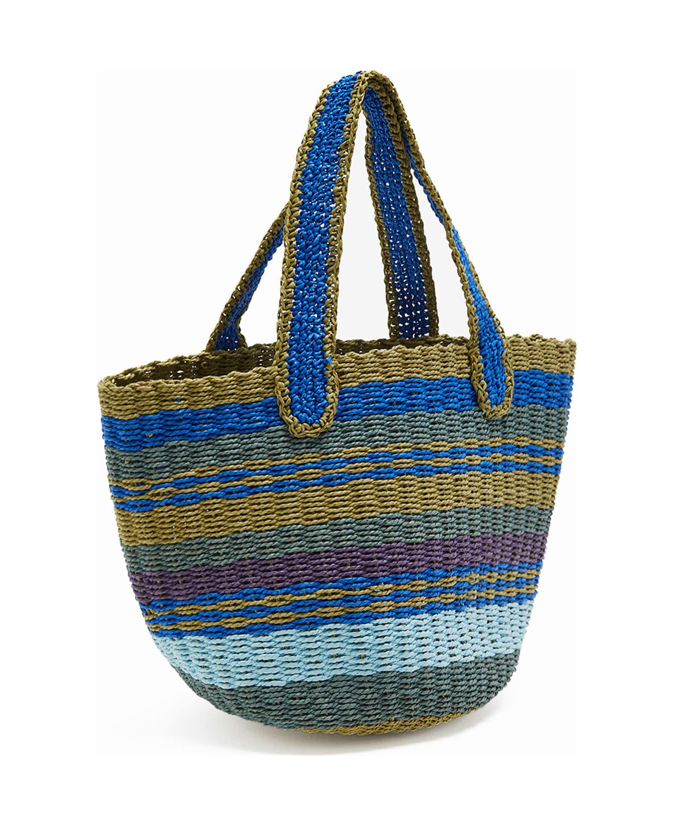 Malìparmi Shopping Bag In Hand-woven Multicolored Raffia - BLU/AZZURRO/VERDE