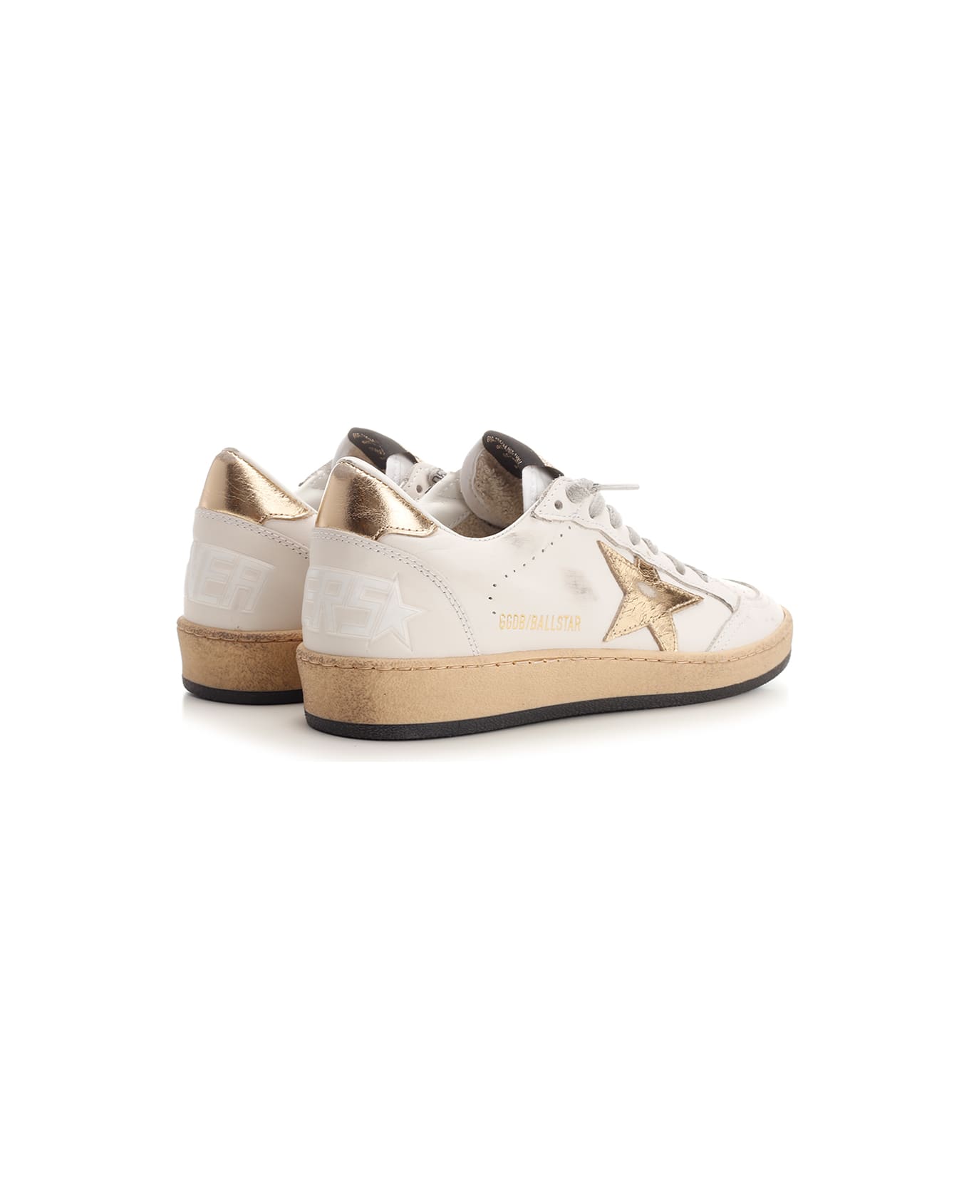 Golden Goose Ball Star Leather Sneakers - Milk/Gold