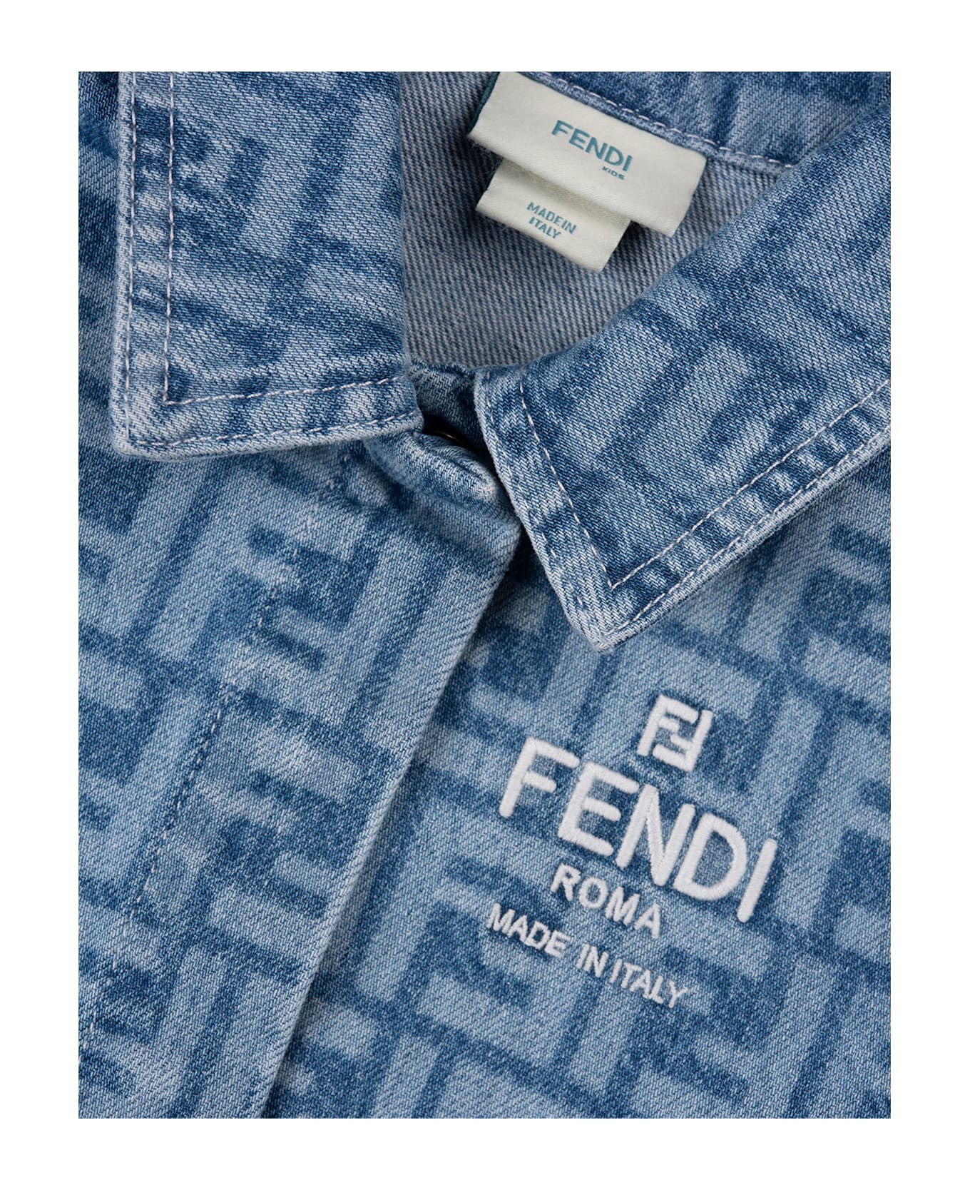 Fendi Medium Blue Ff Denim Shirt - Blue