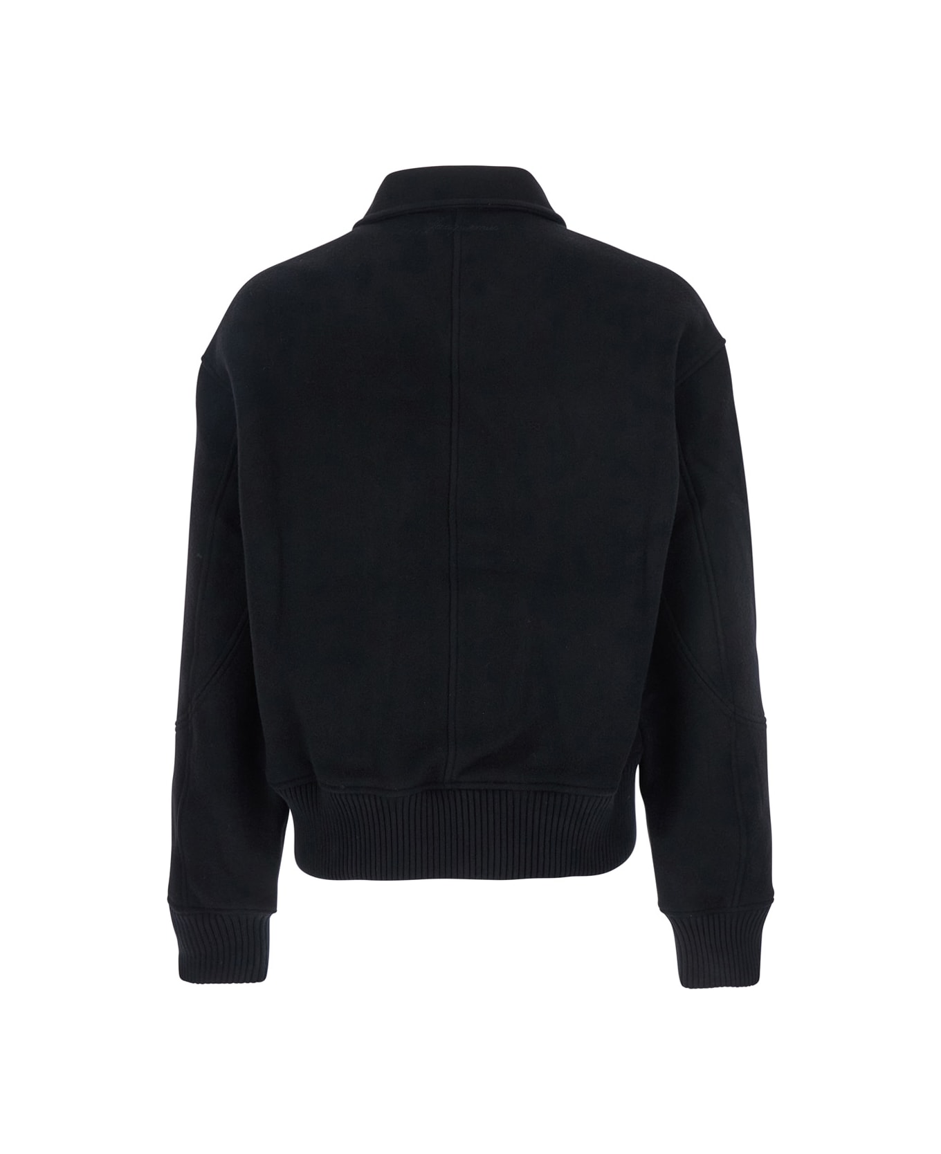 Jacquemus Black Jacket With Classic Collar And Dropped Shoulders In Wool Man - Black
