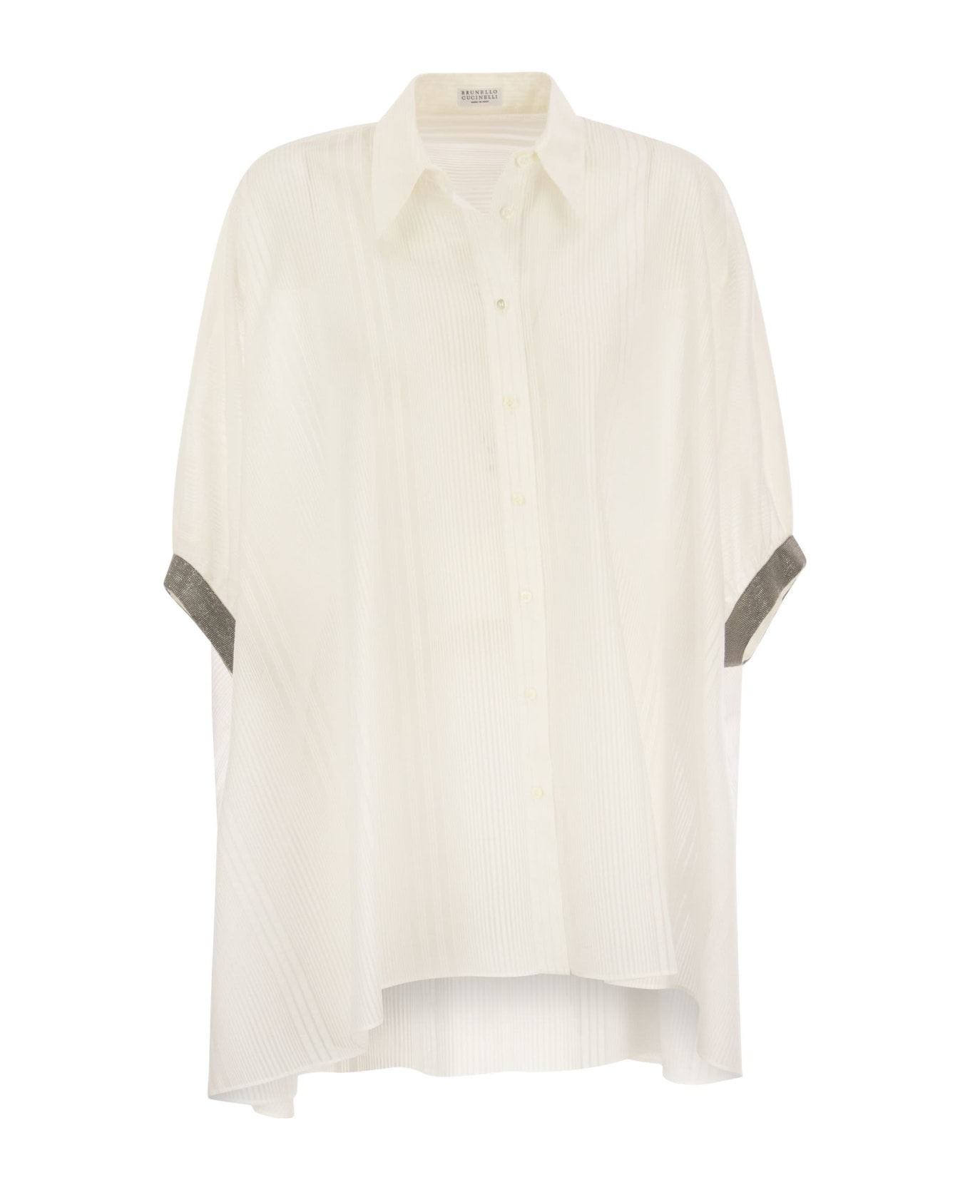 Brunello Cucinelli Semi-sheer Straight Hem Shirt - White