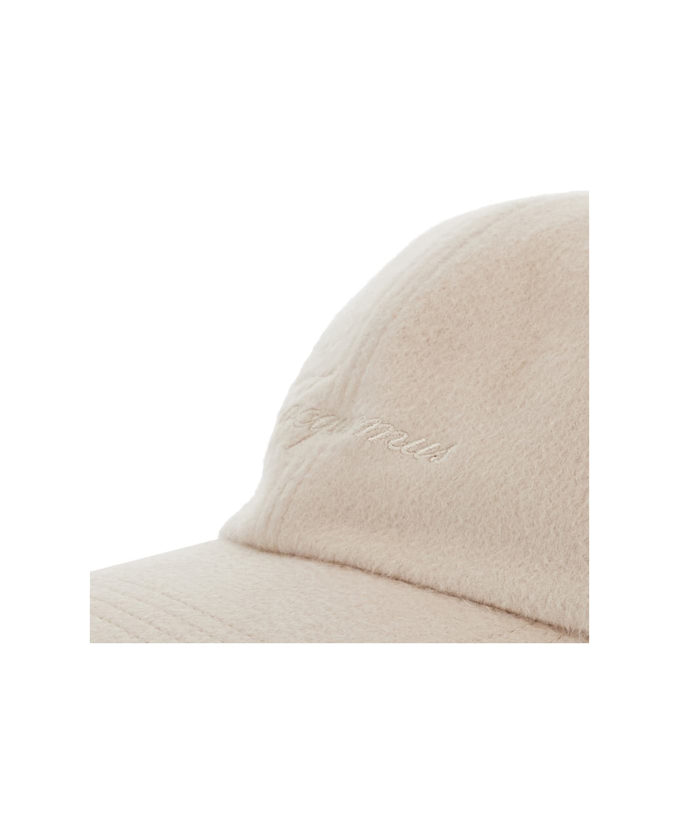 Jacquemus Beige Baseball Cap With Logo Lettering Embroidery On The Front In Wool Man - Beige