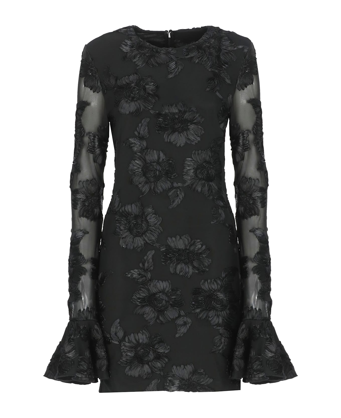 Rotate by Birger Christensen Flower Mesh Mini Dress - Black