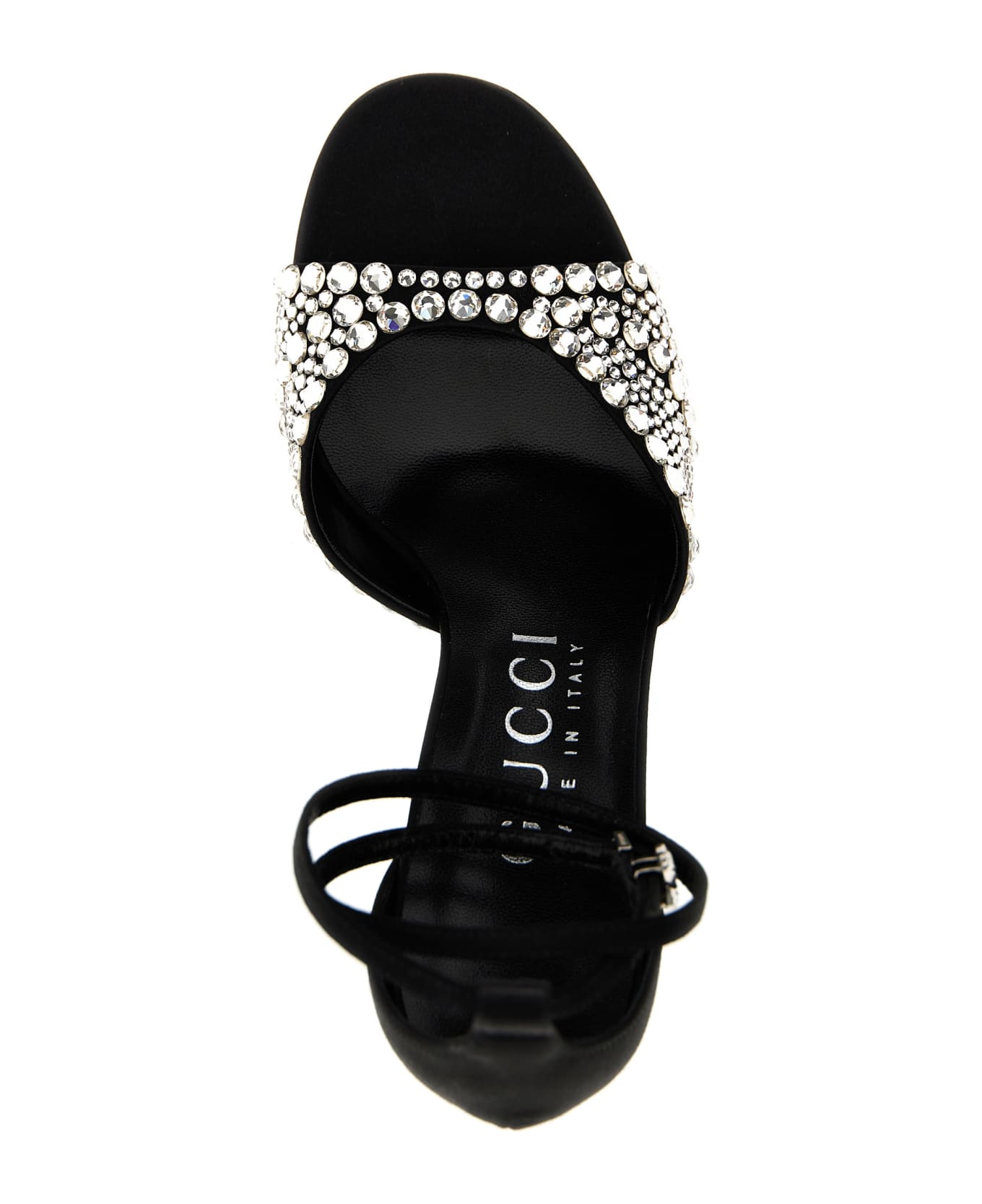 Gucci Crystal Satin Sandals - Black