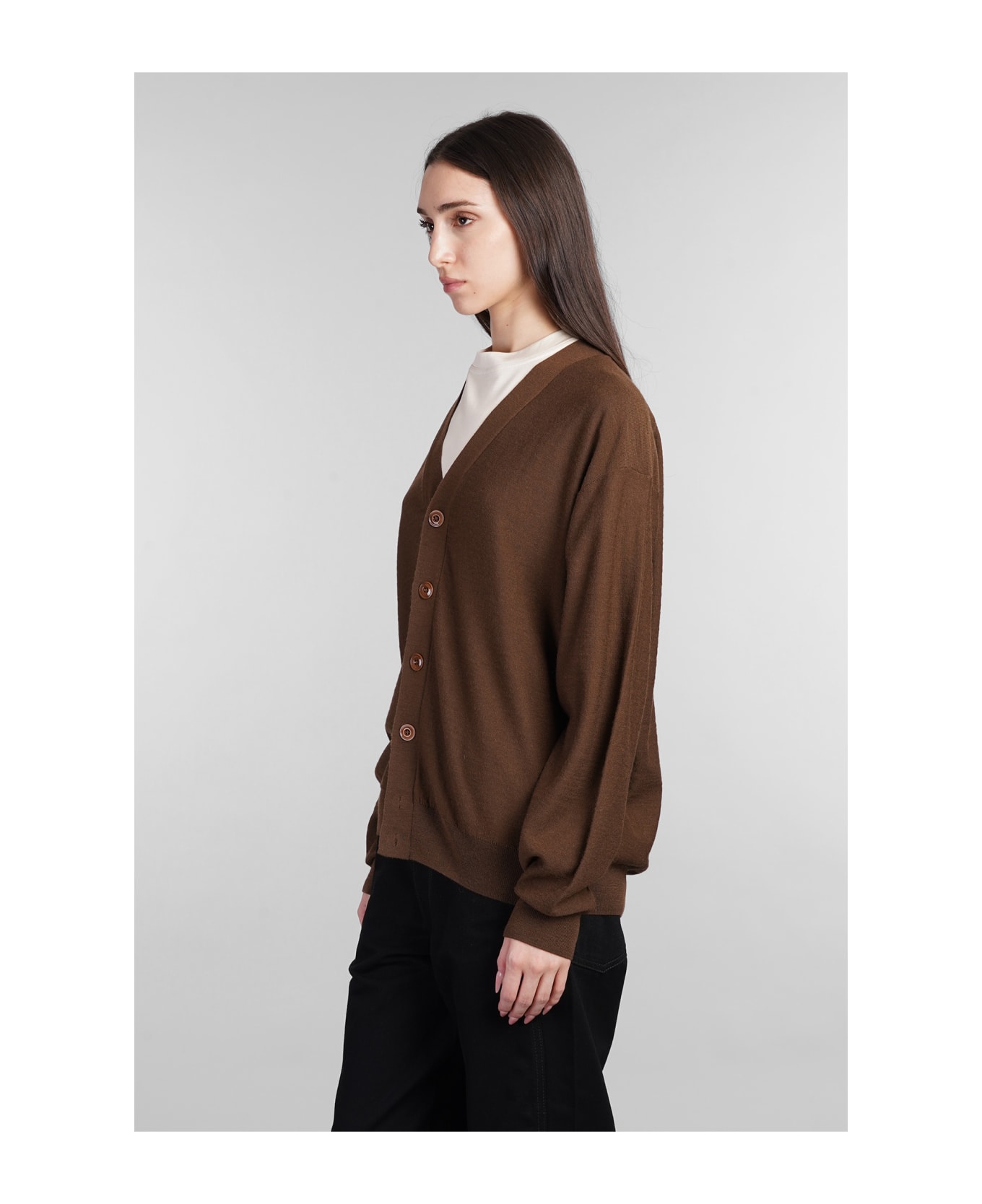 Lemaire Cardigan In Brown Wool - brown