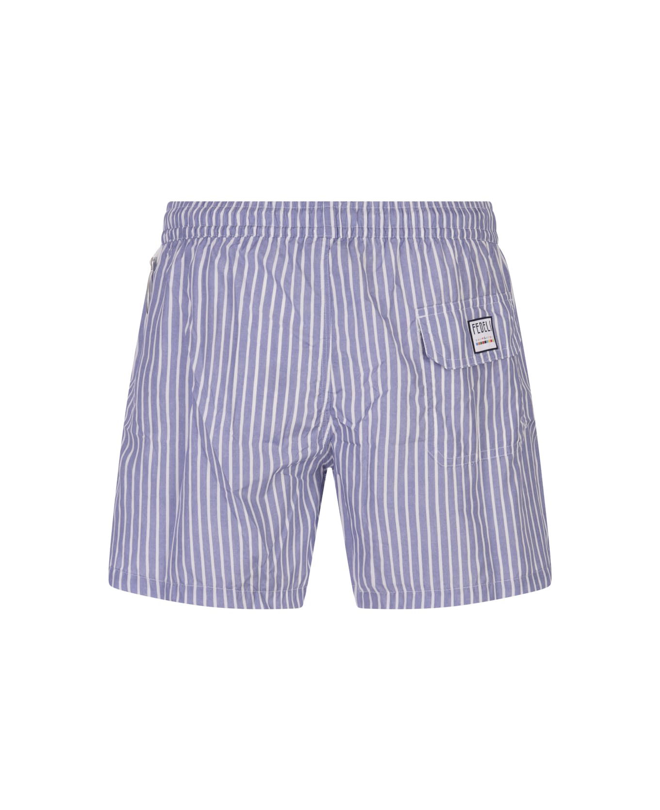 Fedeli Cornflower Blue And White Striped Swim Shorts - Blue